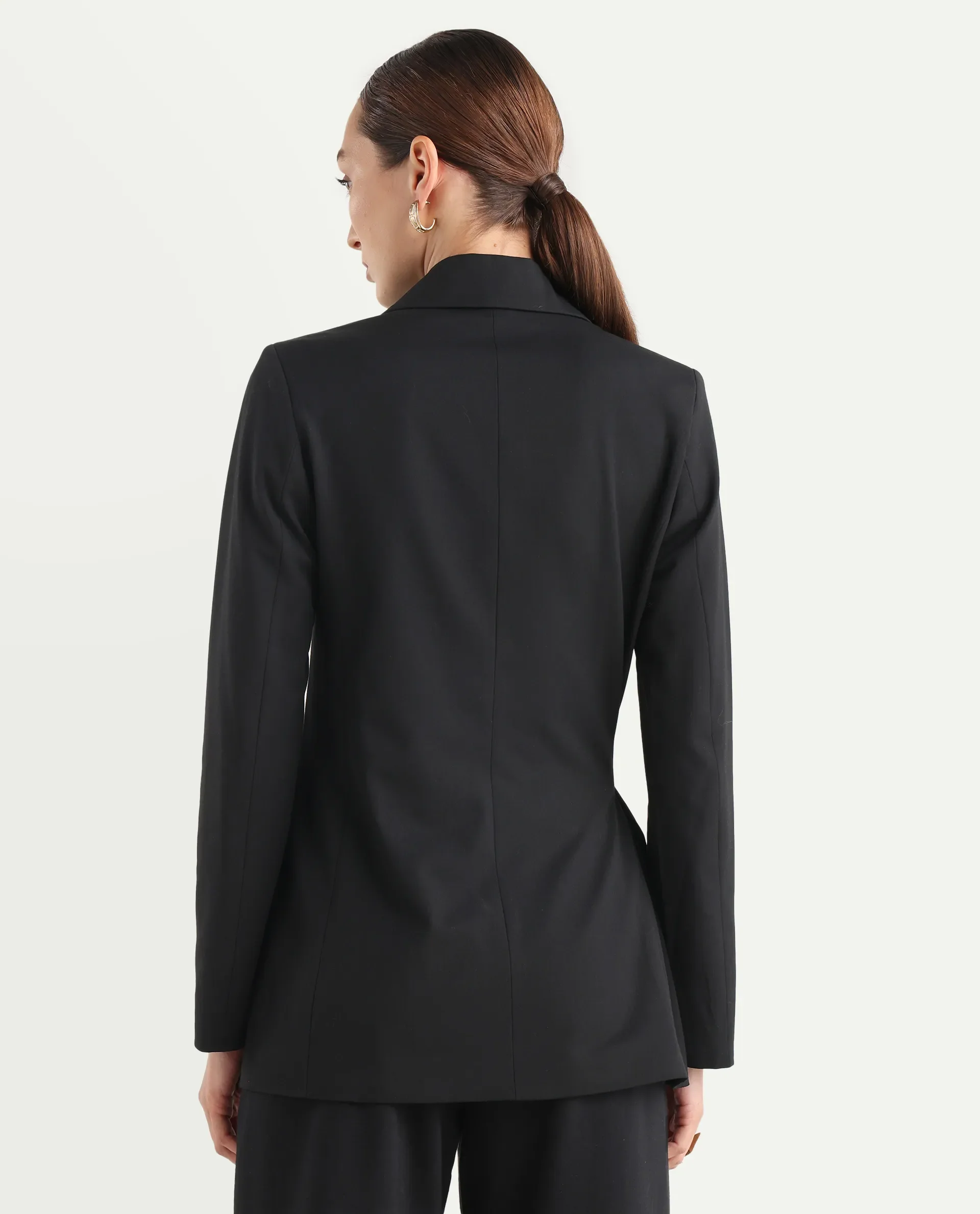 Rareism Women's Arcadia-T Black Polyester Blend Full Sleeve Lapel Collar Plain Blazer - Image 8
