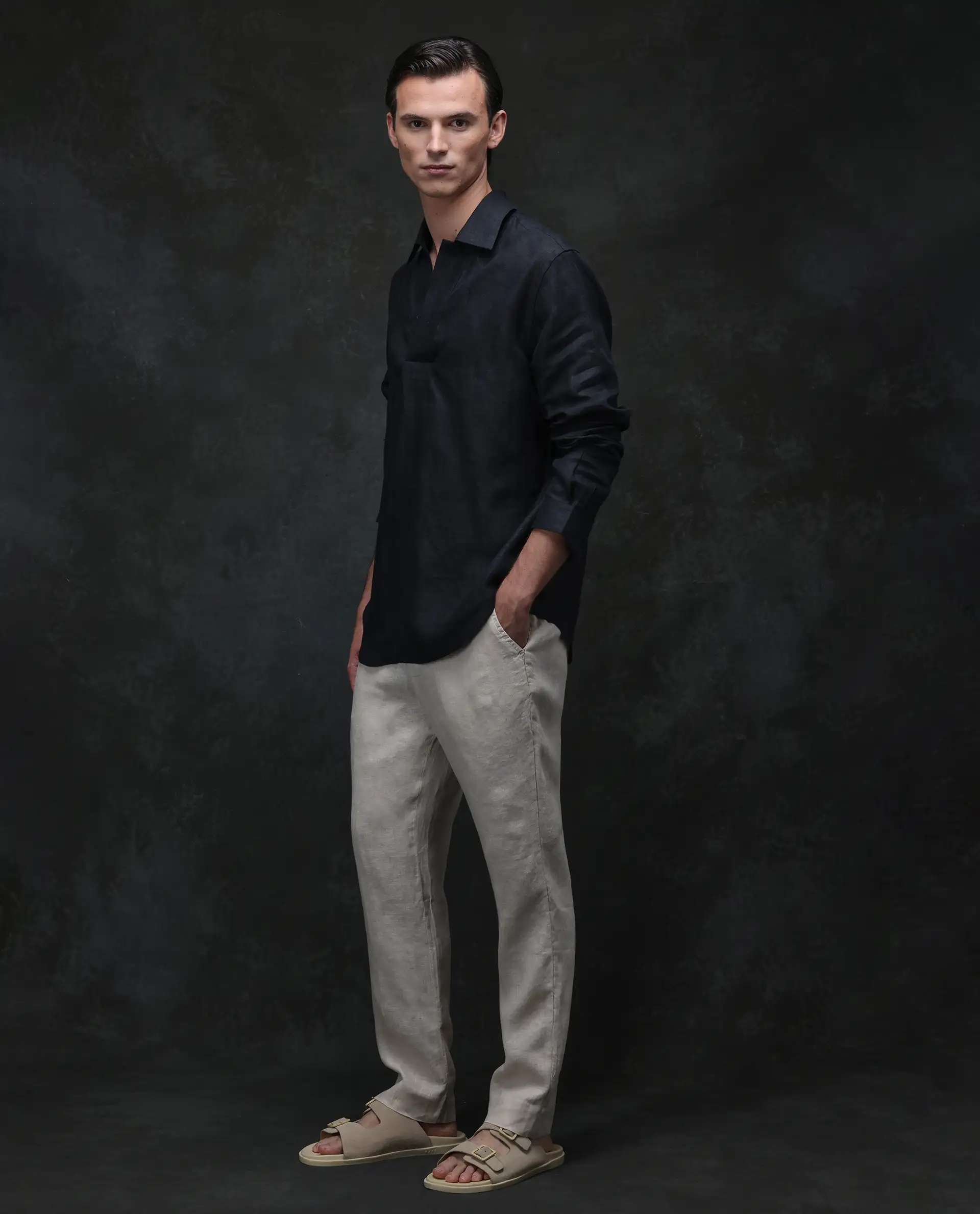 Rare Rabbit Men's Arcelo Beige 100% Linen Plain Regular Fit Trouser - Image 5