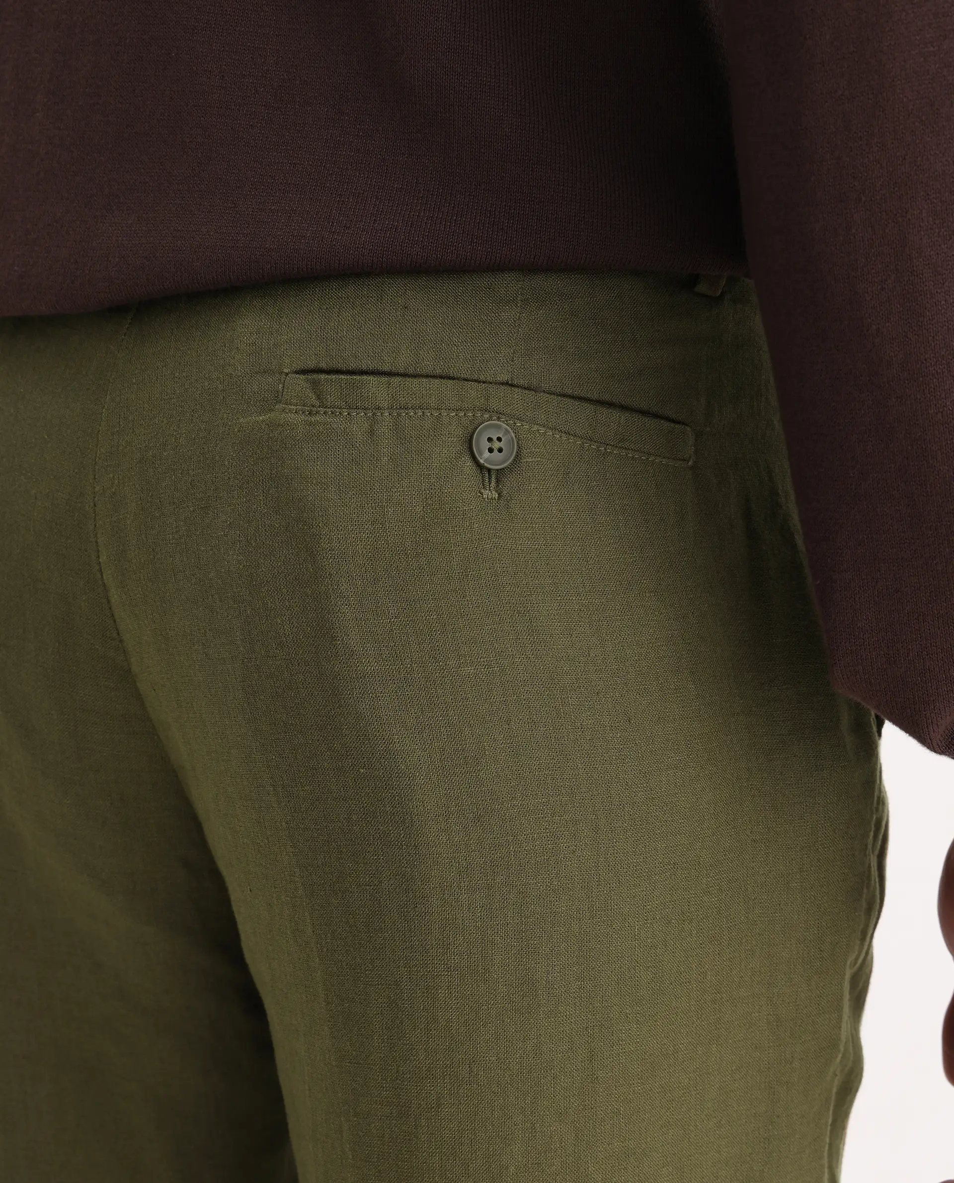 Rare Rabbit Men's Arcelo Olive 100% Linen Plain Regular Fit Trouser - Image 6
