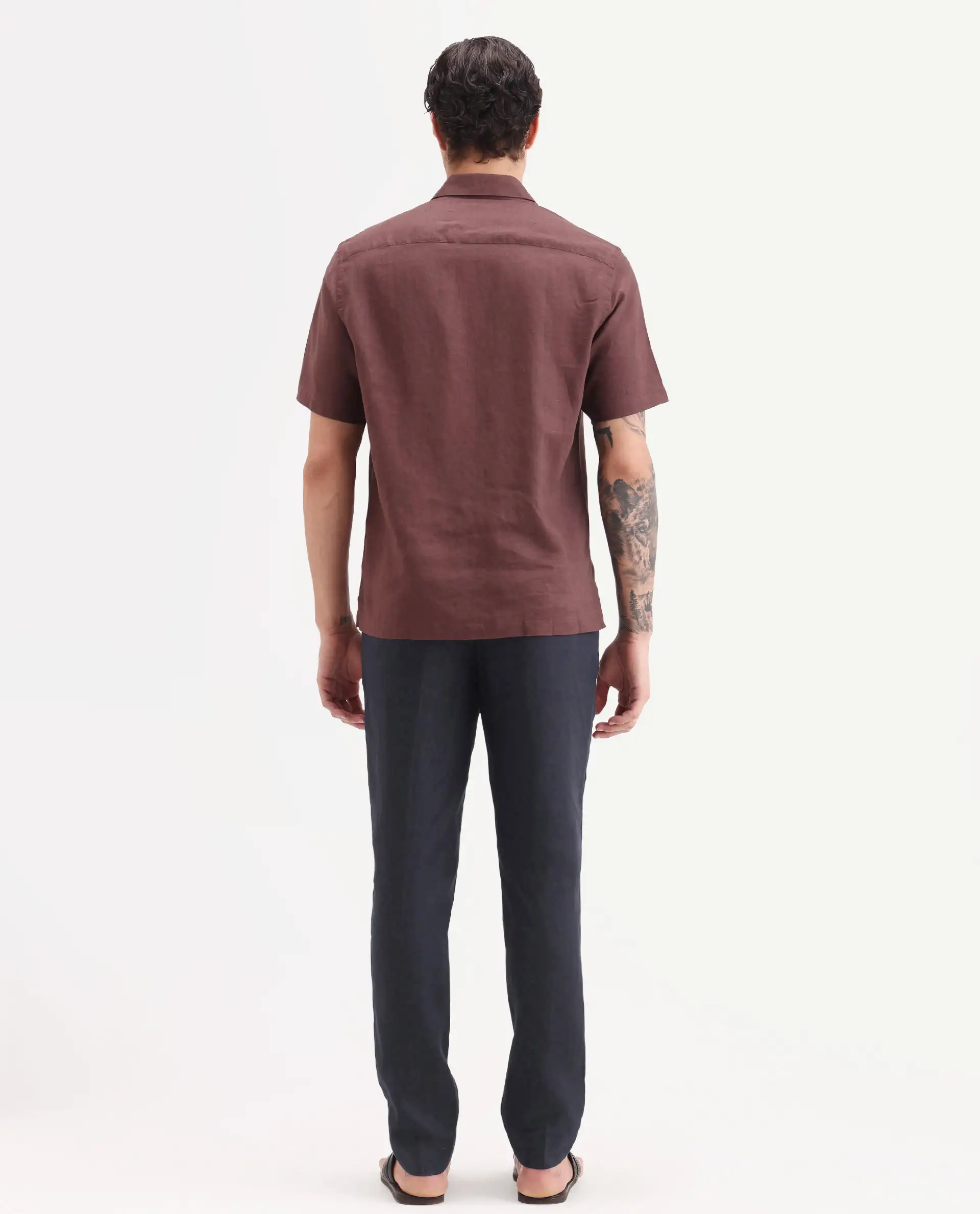 Rare Rabbit Men's Arcelo-Ss26 Dark Navy 100% Linen Fabric Regular Fit Plain Trouser - Image 7