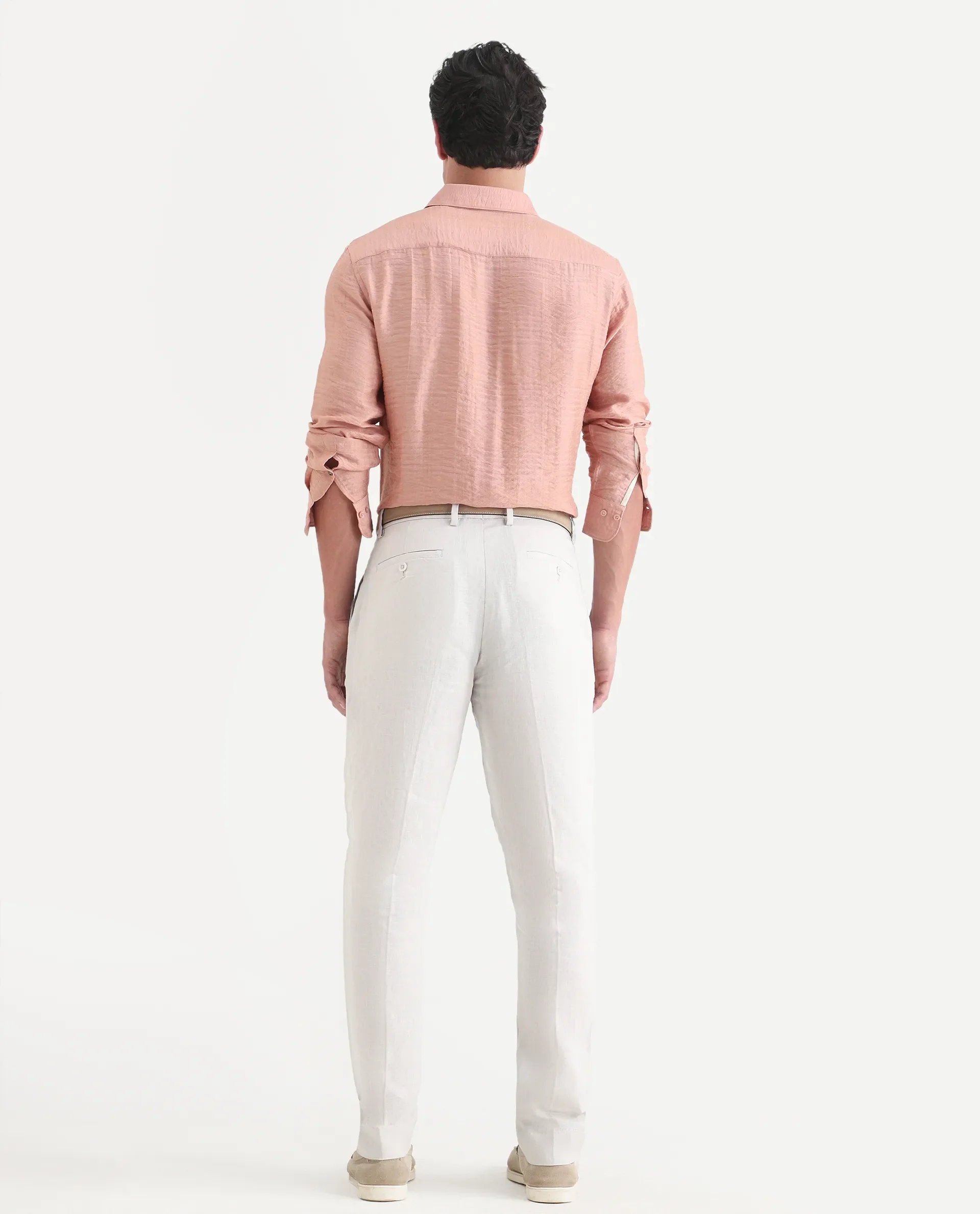 Rare Rabbit Men's Arcelo-Ss26 Off White 100% Linen Fabric Regular Fit Plain Trouser - Image 8