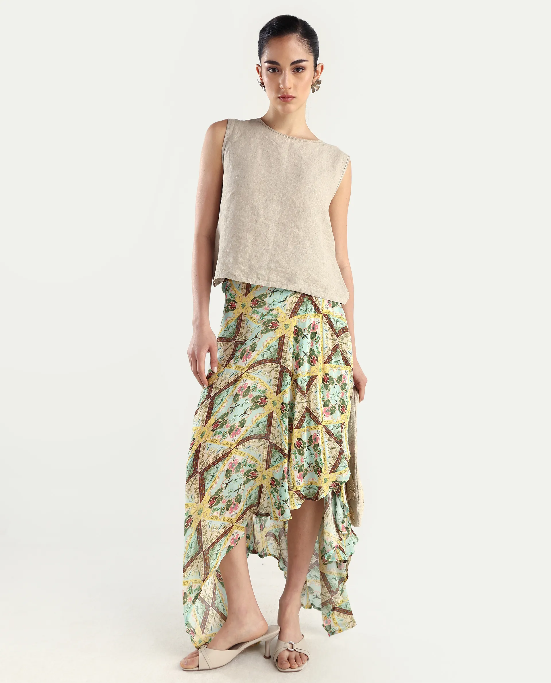 Rareism Women's Archibal-B Multi Rayon Abstract Print Maxi Fit And Flare Skirt - Image 3