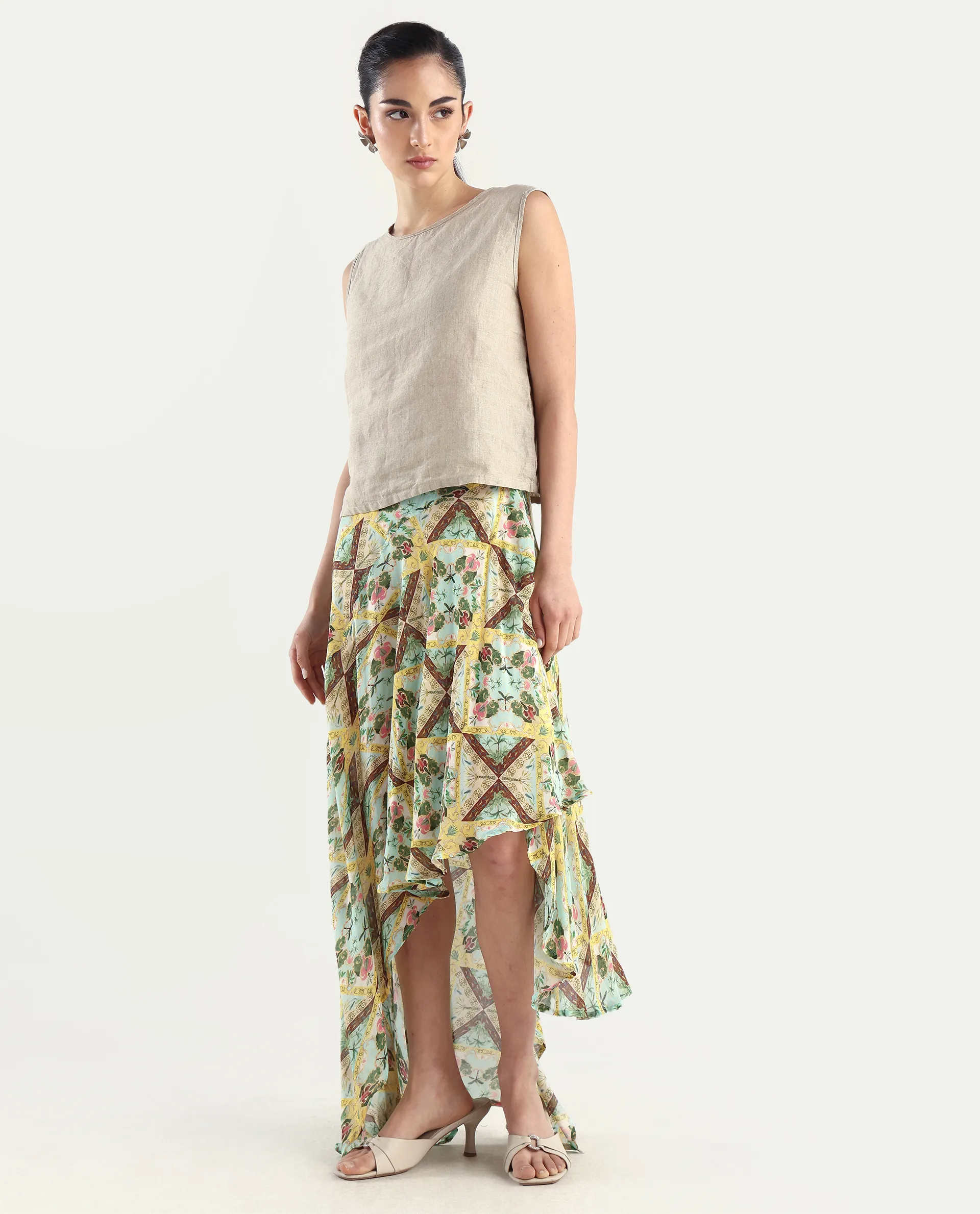 Rareism Women's Archibal-B Multi Rayon Abstract Print Maxi Fit And Flare Skirt - Image 5