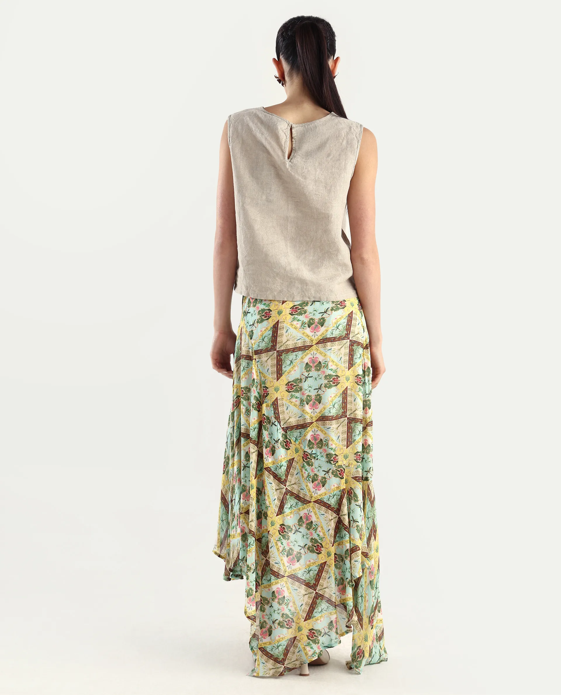 Rareism Women's Archibal-B Multi Rayon Abstract Print Maxi Fit And Flare Skirt - Image 7