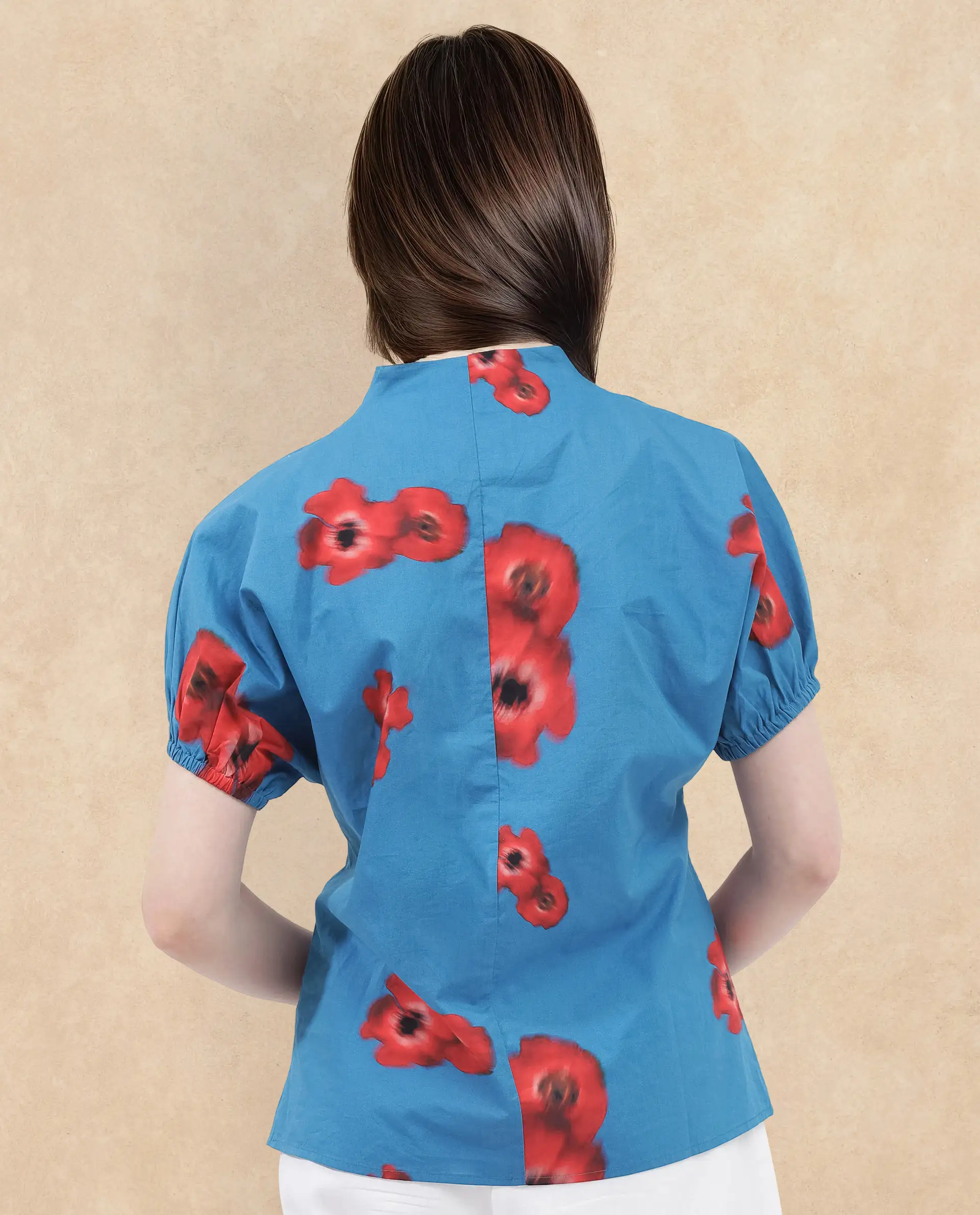 Rareism Women's Cotton V-Neck Floral Print Extended Sleeves Regular Fit Top - Image 6