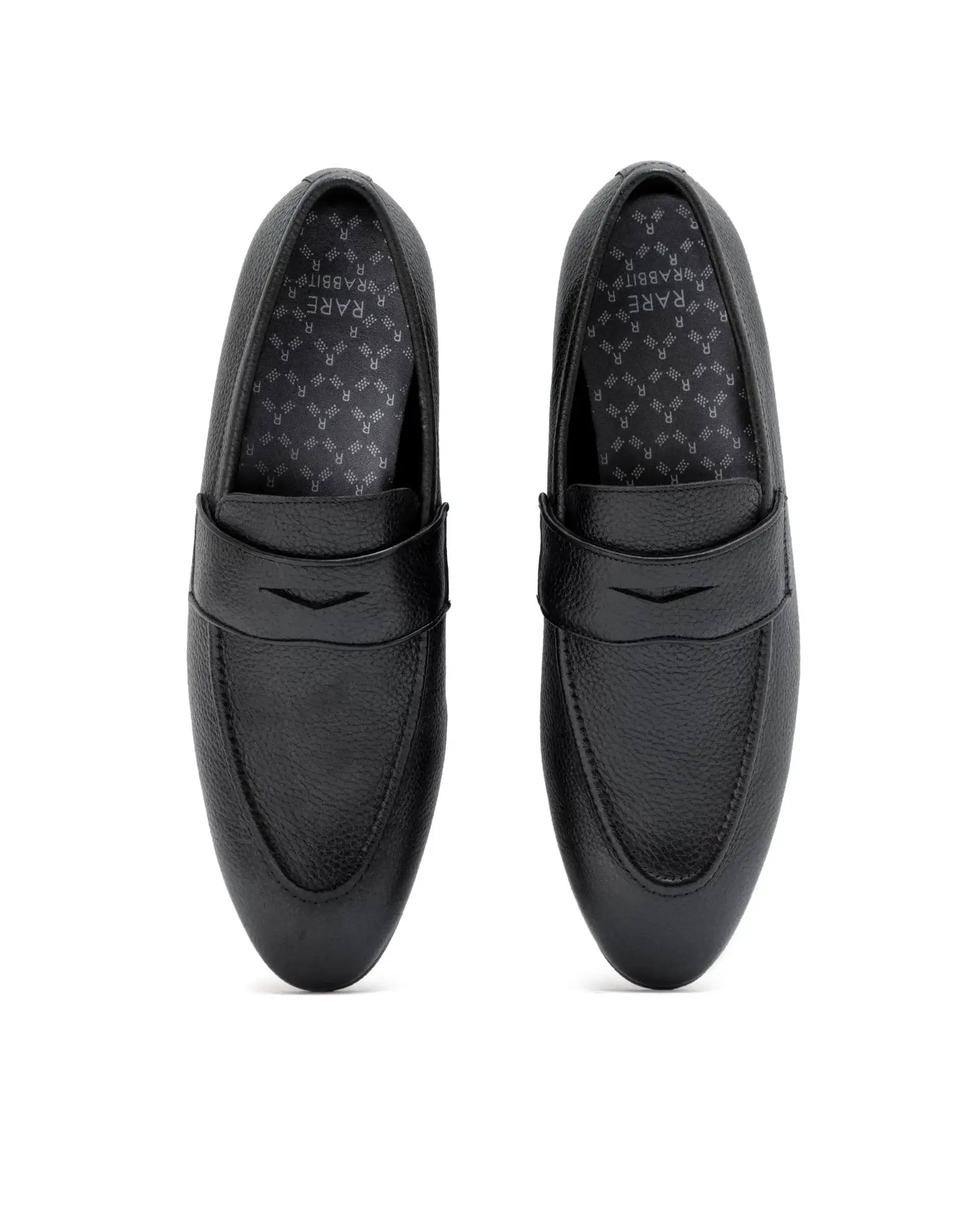 Rare Rabbit Men Ardent Black Milled Leather Penny Saddle Slip-On Loafers - Image 3
