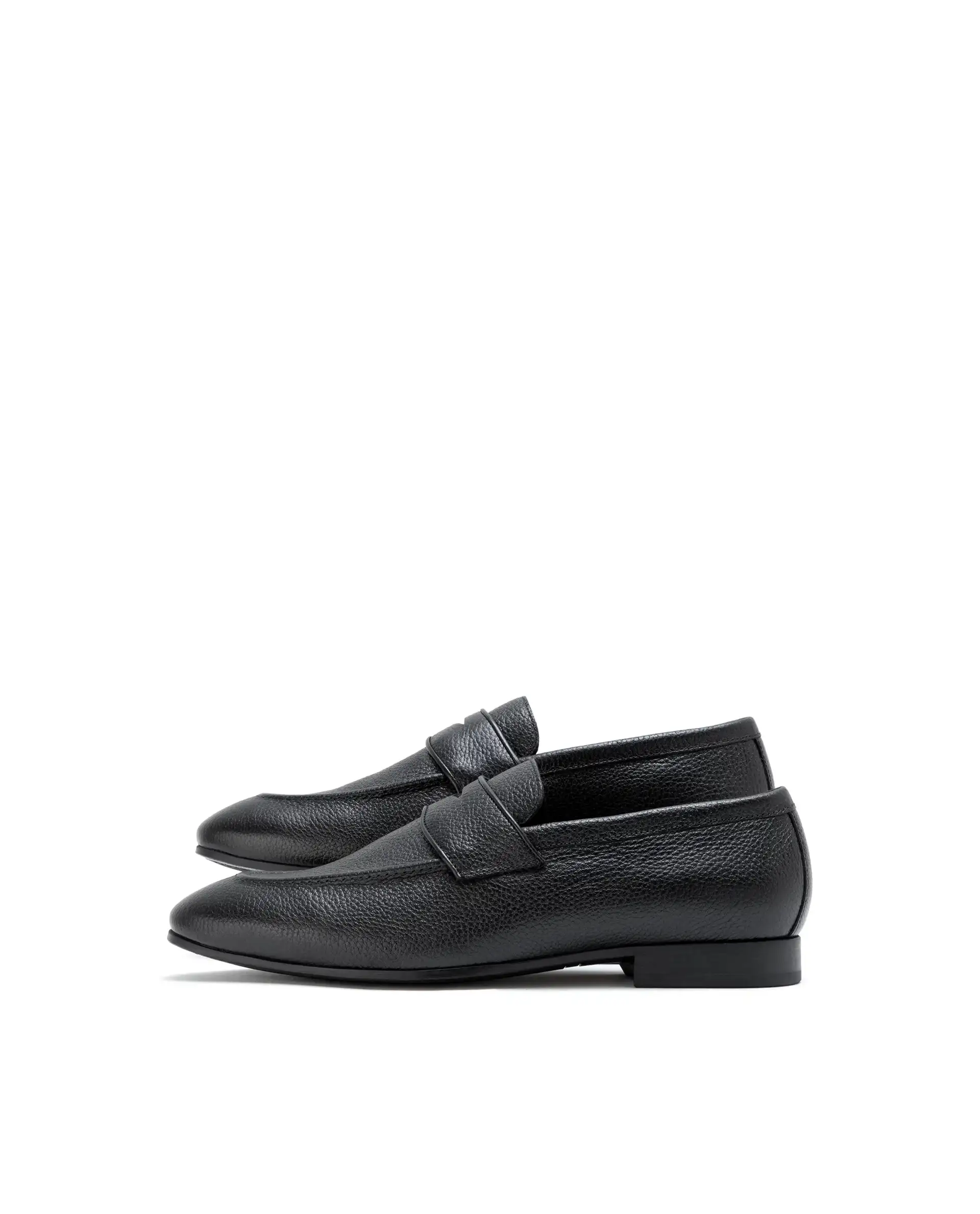 Rare Rabbit Men Ardent Black Milled Leather Penny Saddle Slip-On Loafers - Image 4
