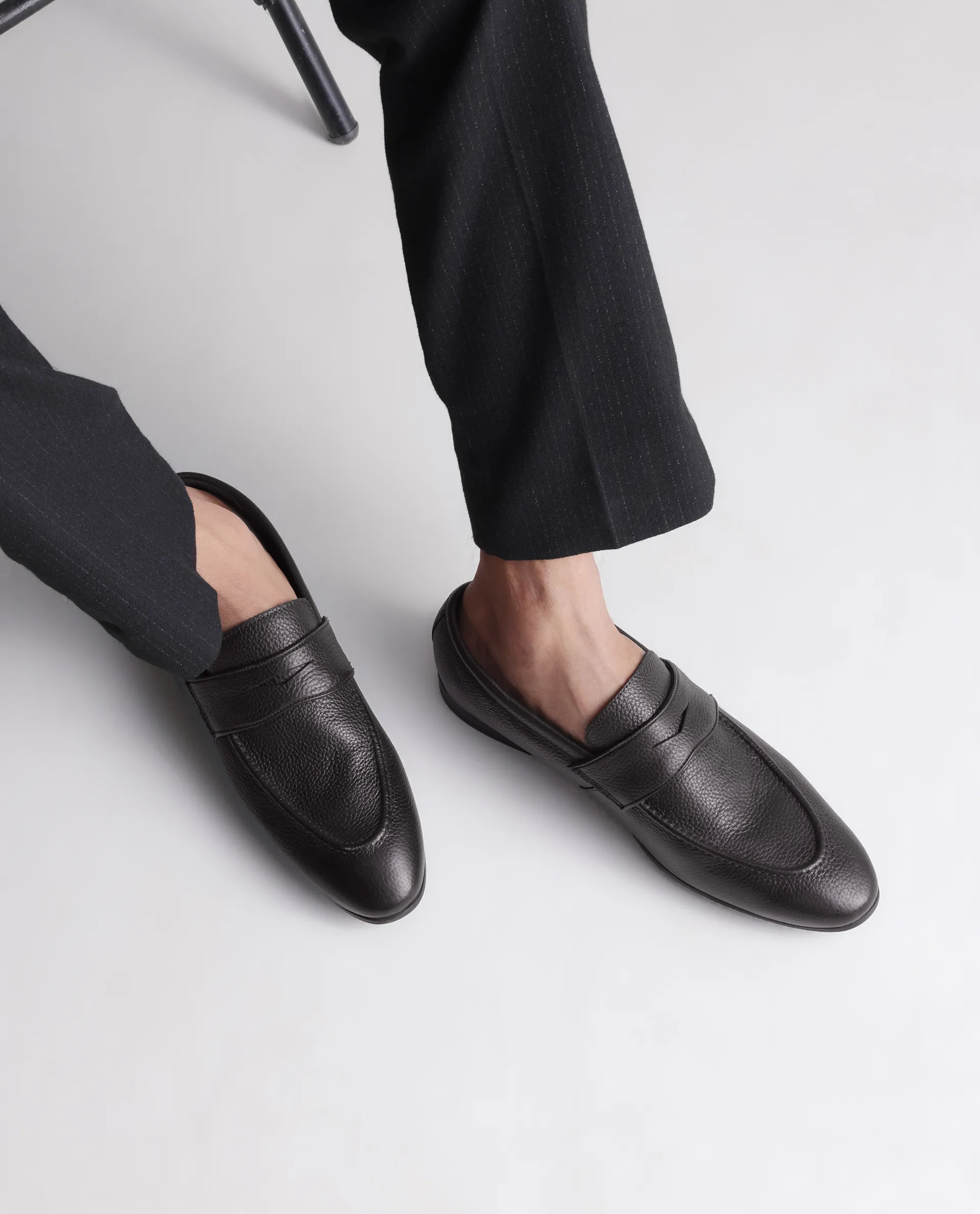 Rare Rabbit Men Ardent Brown Milled Leather Penny Saddle Slip-On Loafers - Image 3