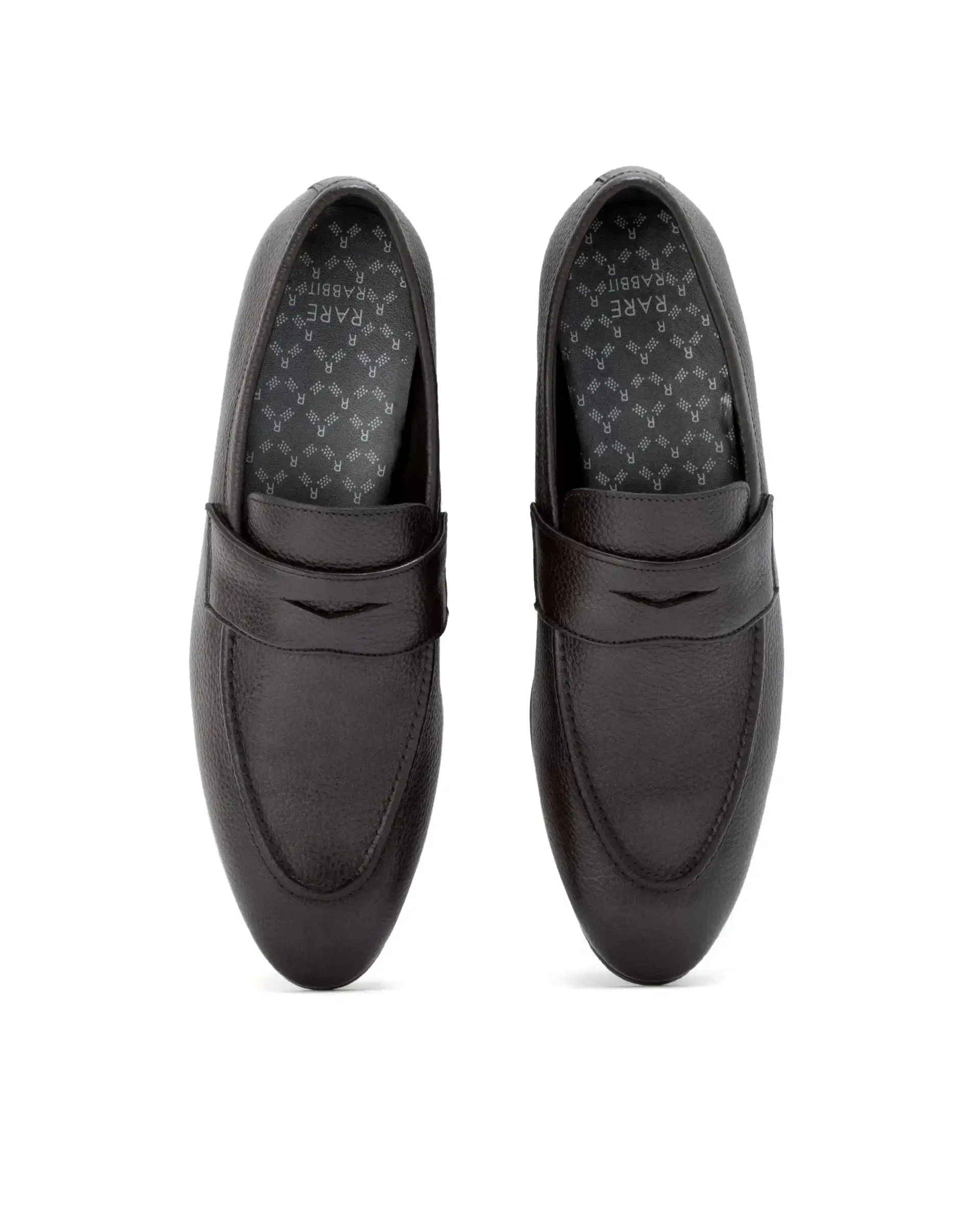 Rare Rabbit Men Ardent Brown Milled Leather Penny Saddle Slip-On Loafers - Image 4