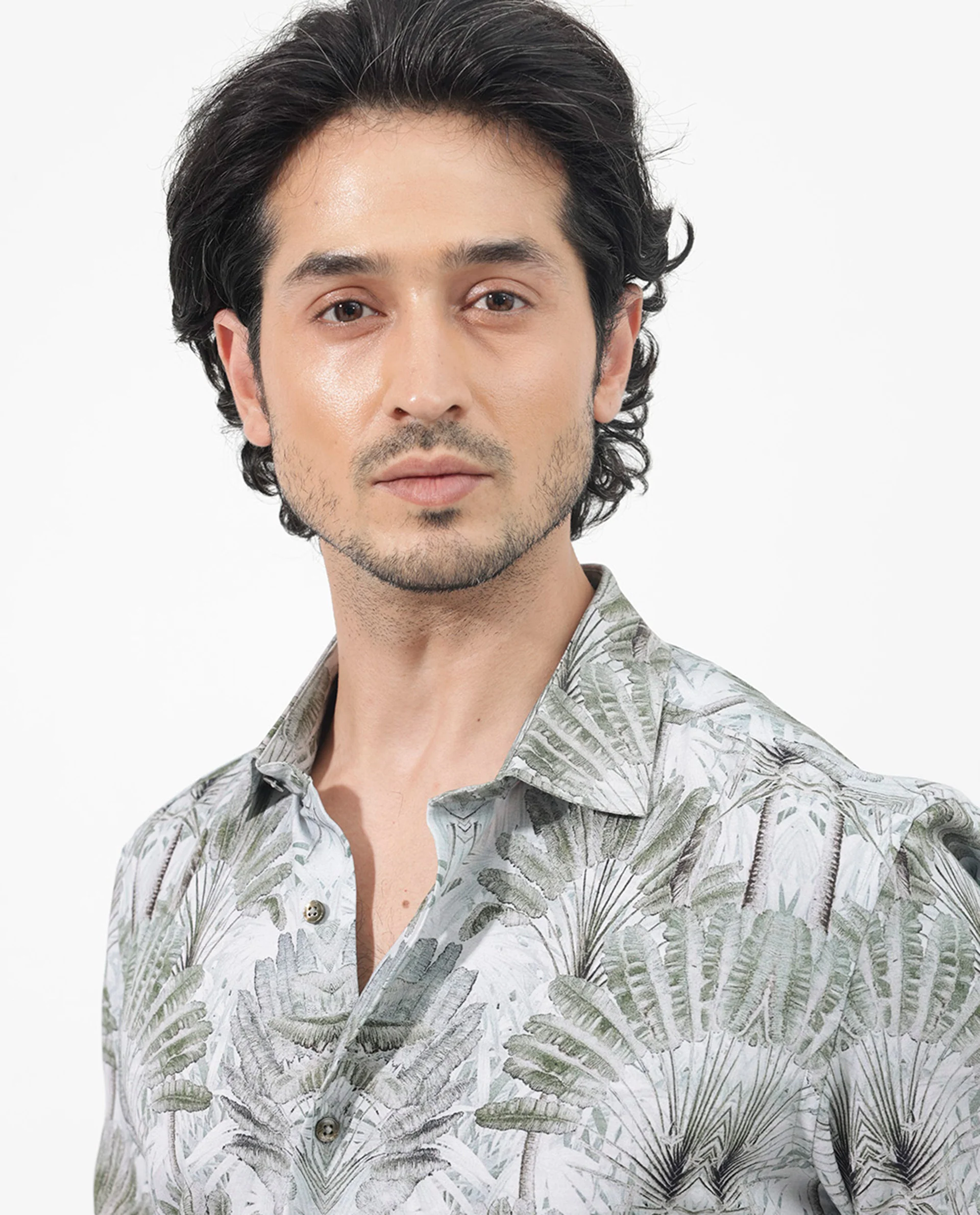 Rare Rabbit Men's Areca Light Green Viscose Tropical Print Regular Fit Full Sleeve Collared Shirt - Image 8
