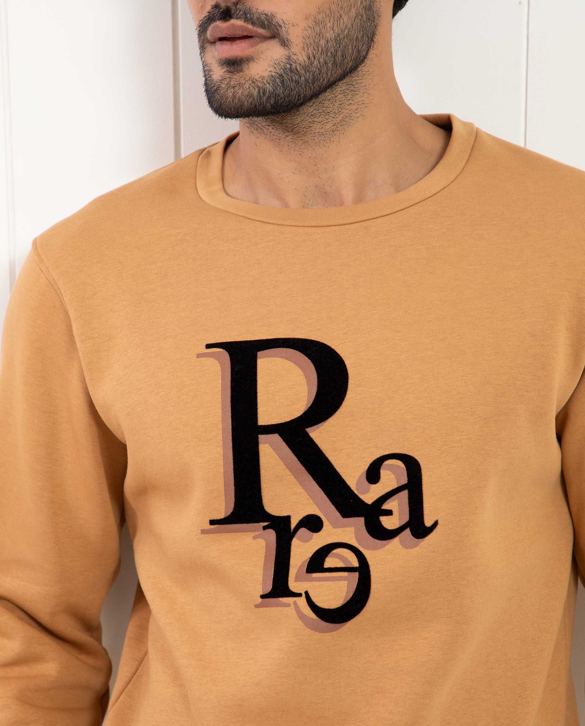 Rare Rabbit Men's Argyll Mustard Cotton Graphic Print Regular Fit Full Sleeve Crew Neck Sweatshirt - Image 3