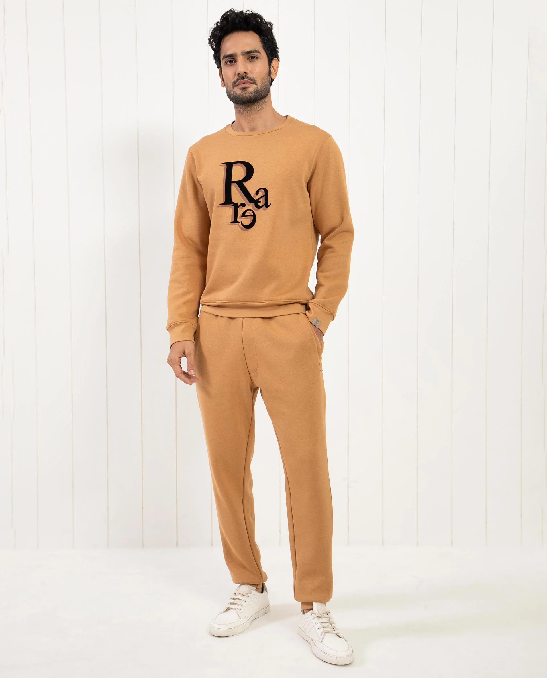 Rare Rabbit Men's Argyll Mustard Cotton Graphic Print Regular Fit Full Sleeve Crew Neck Sweatshirt - Image 4