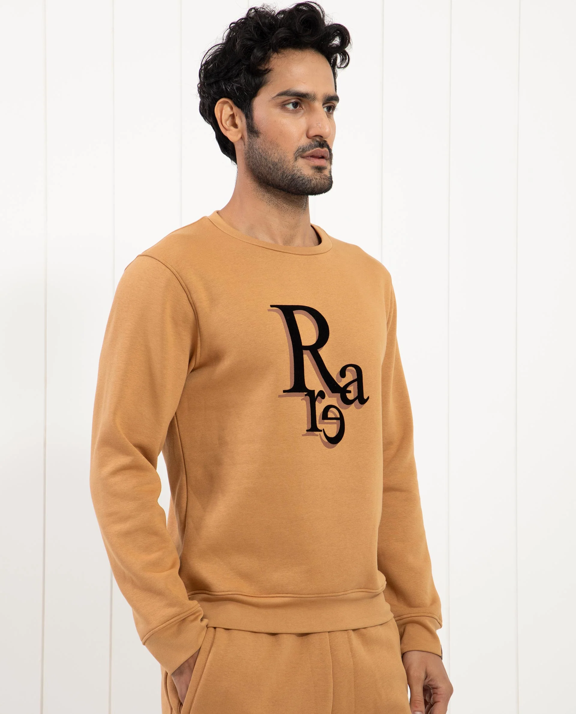 Rare Rabbit Men's Argyll Mustard Cotton Graphic Print Regular Fit Full Sleeve Crew Neck Sweatshirt - Image 5