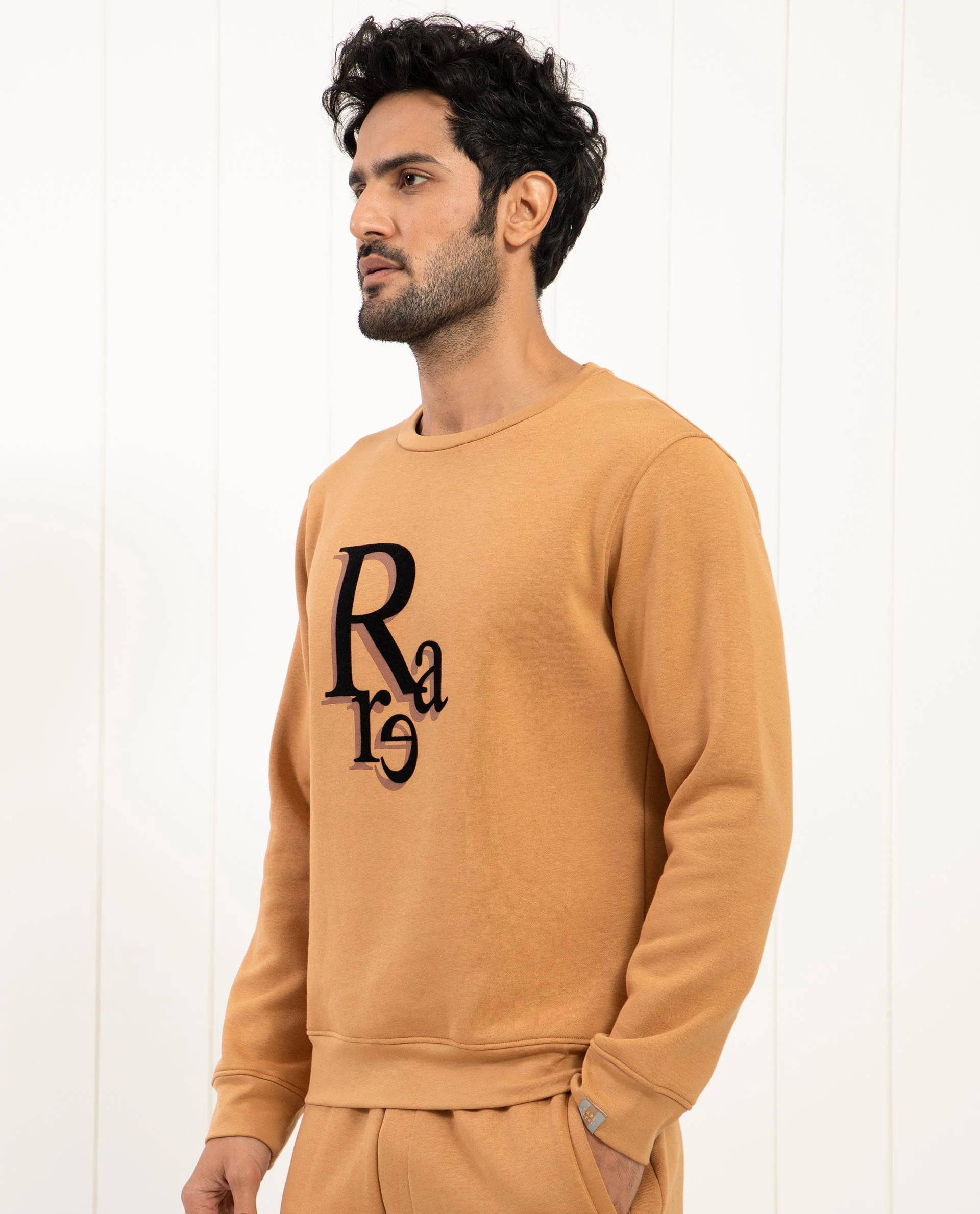 Rare Rabbit Men's Argyll Mustard Cotton Graphic Print Regular Fit Full Sleeve Crew Neck Sweatshirt - Image 6