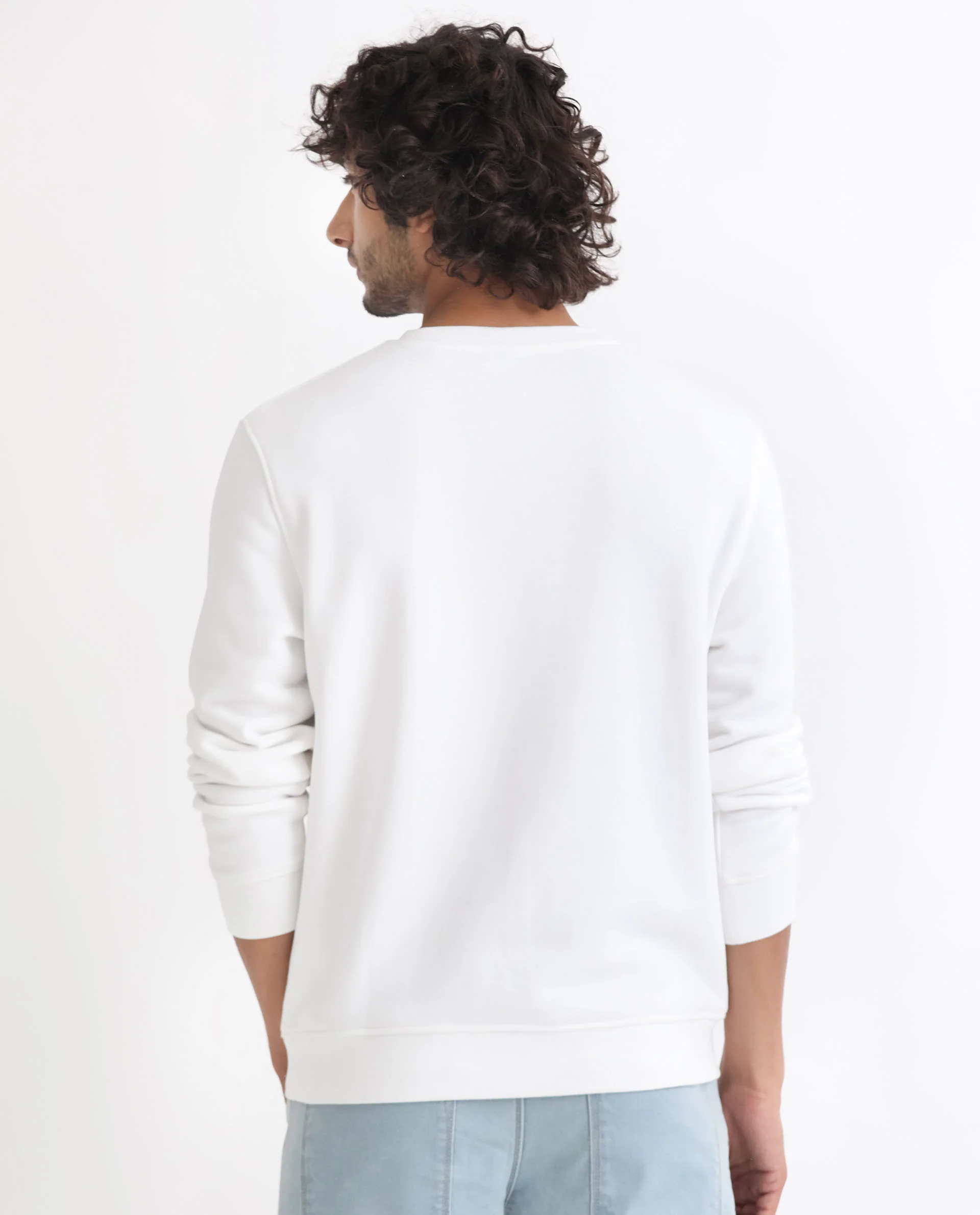 Rare Rabbit Men's Argyll White Cotton Graphic Print Regular Fit Full Sleeve Crew Neck Sweatshirt - Image 8