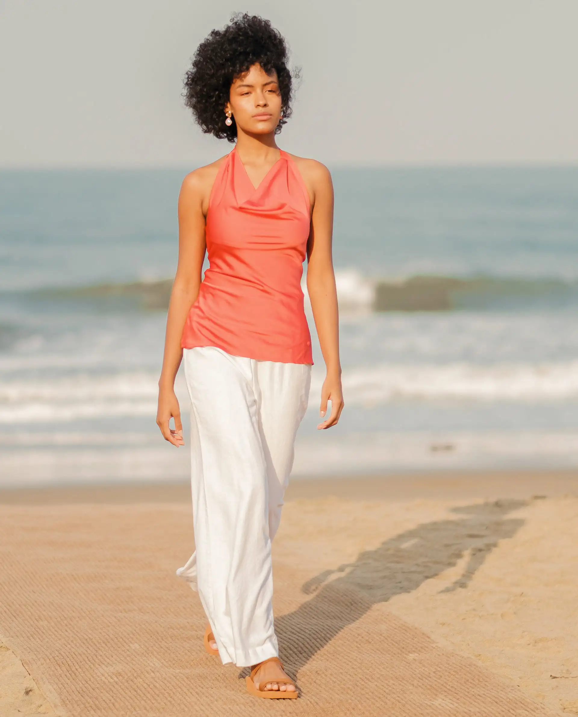 Rareism Women's Arid White Cotton Blend Plain Ankle Length Wide Trouser - Image 11