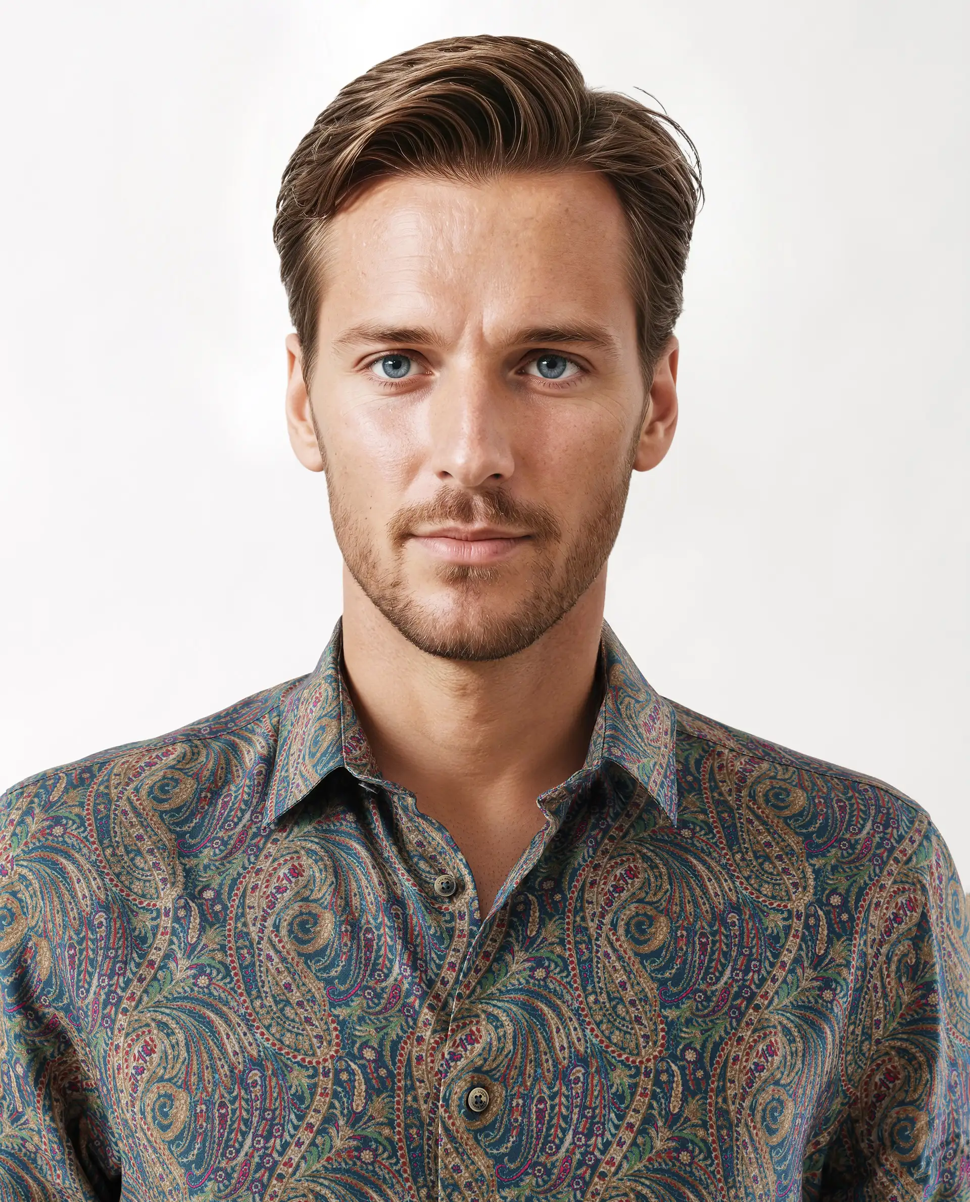 Rare Rabbit Men's Arieal Blue Viscose Blend Paisley Print Regular Fit Full Sleeve Collared Shirt - Image 5