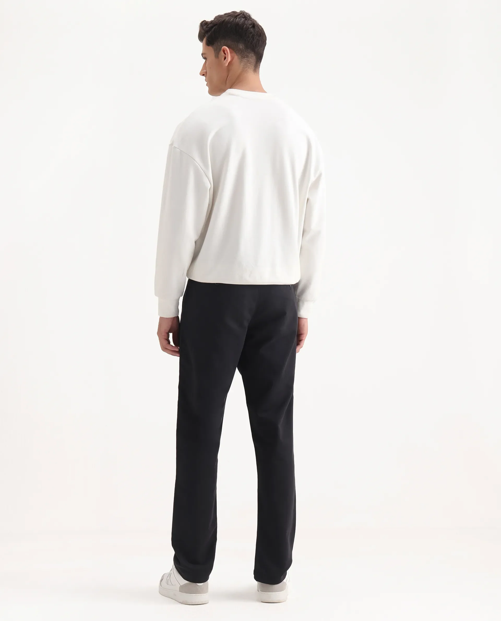 Rare Rabbit Men's Aries Black Cotton Blend Plain Regular Fit Trouser - Image 9