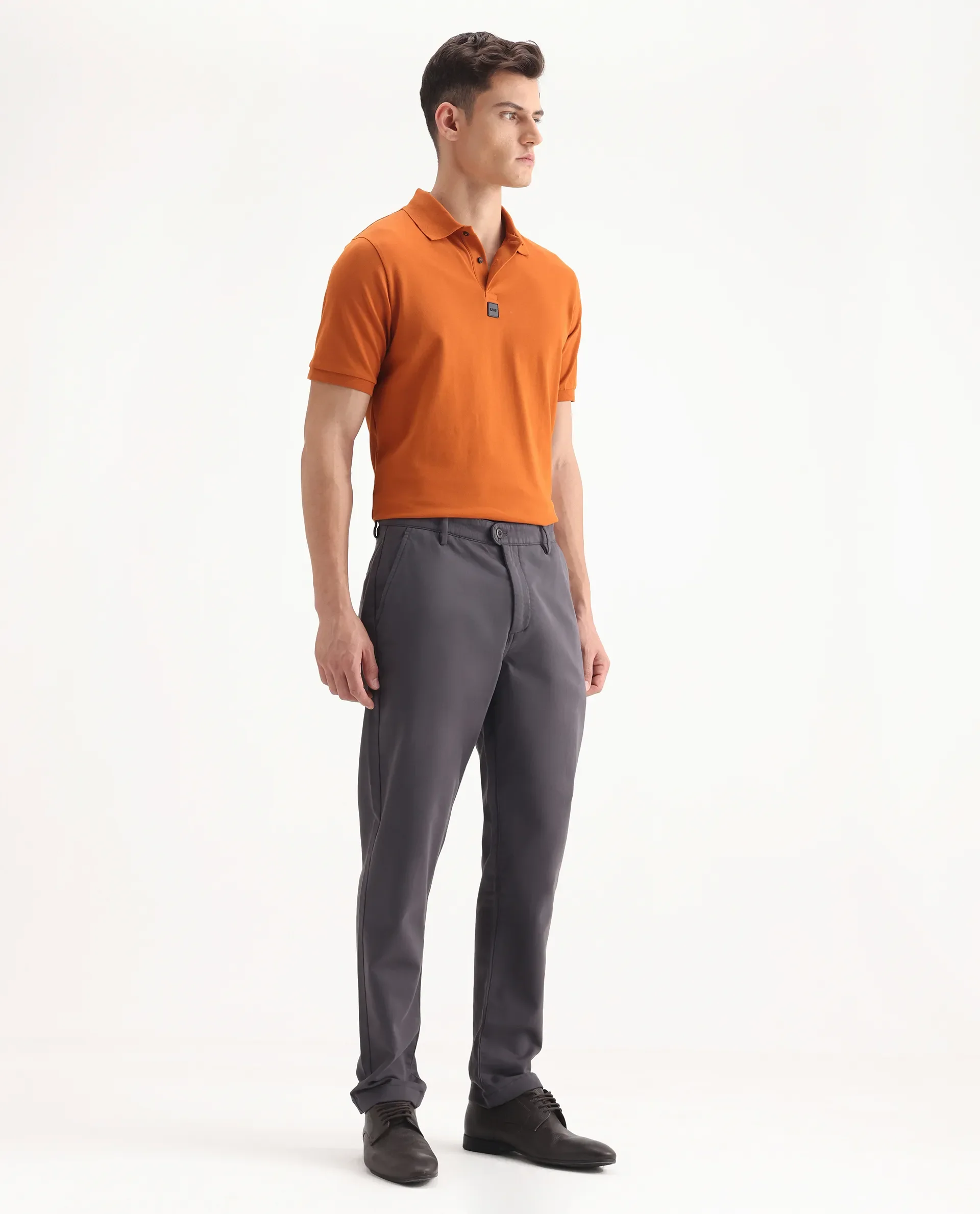 Rare Rabbit Men's Aries Dark Grey Cotton Blend Plain Regular Fit Trouser - Image 6