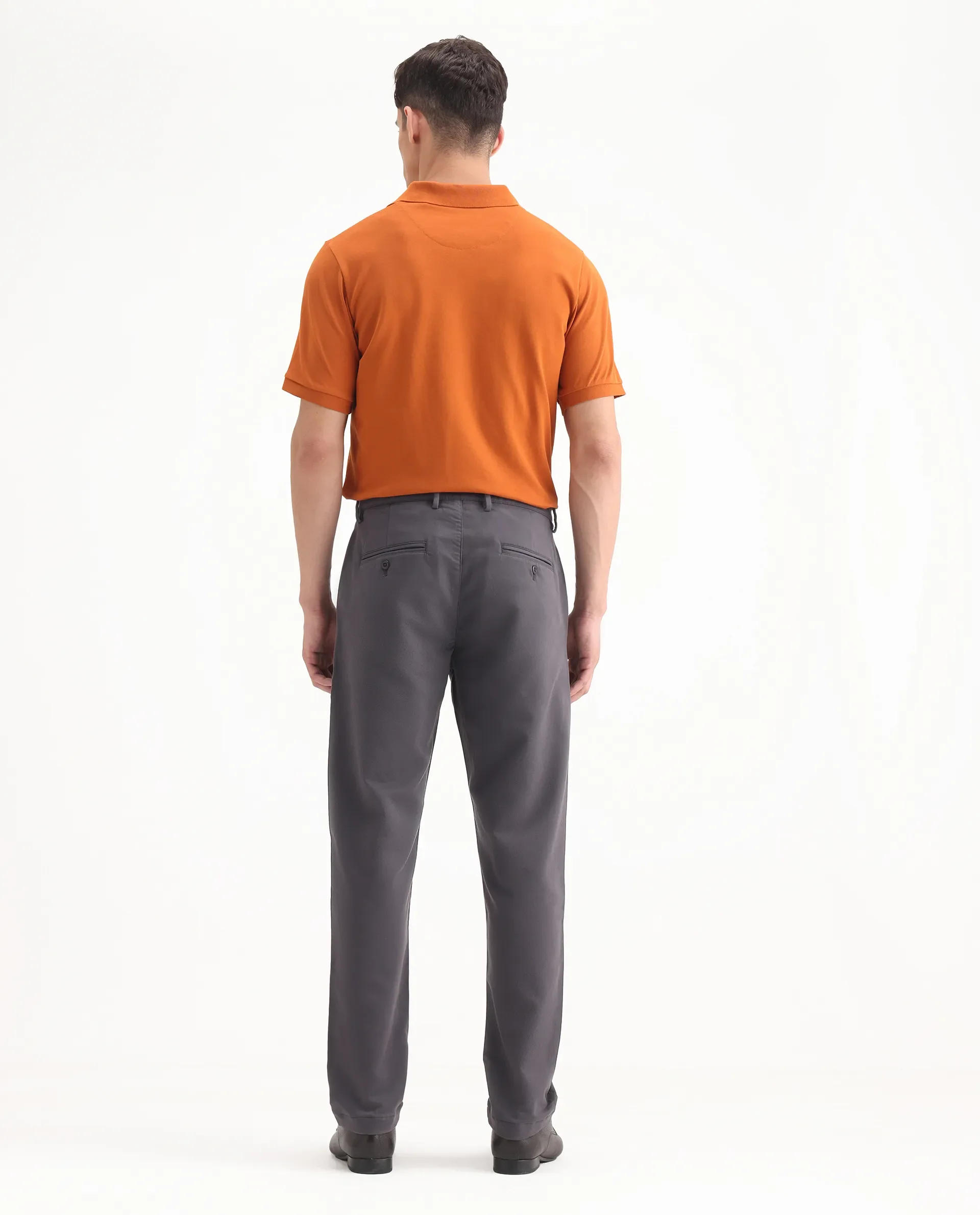 Rare Rabbit Men's Aries Dark Grey Cotton Blend Plain Regular Fit Trouser - Image 8