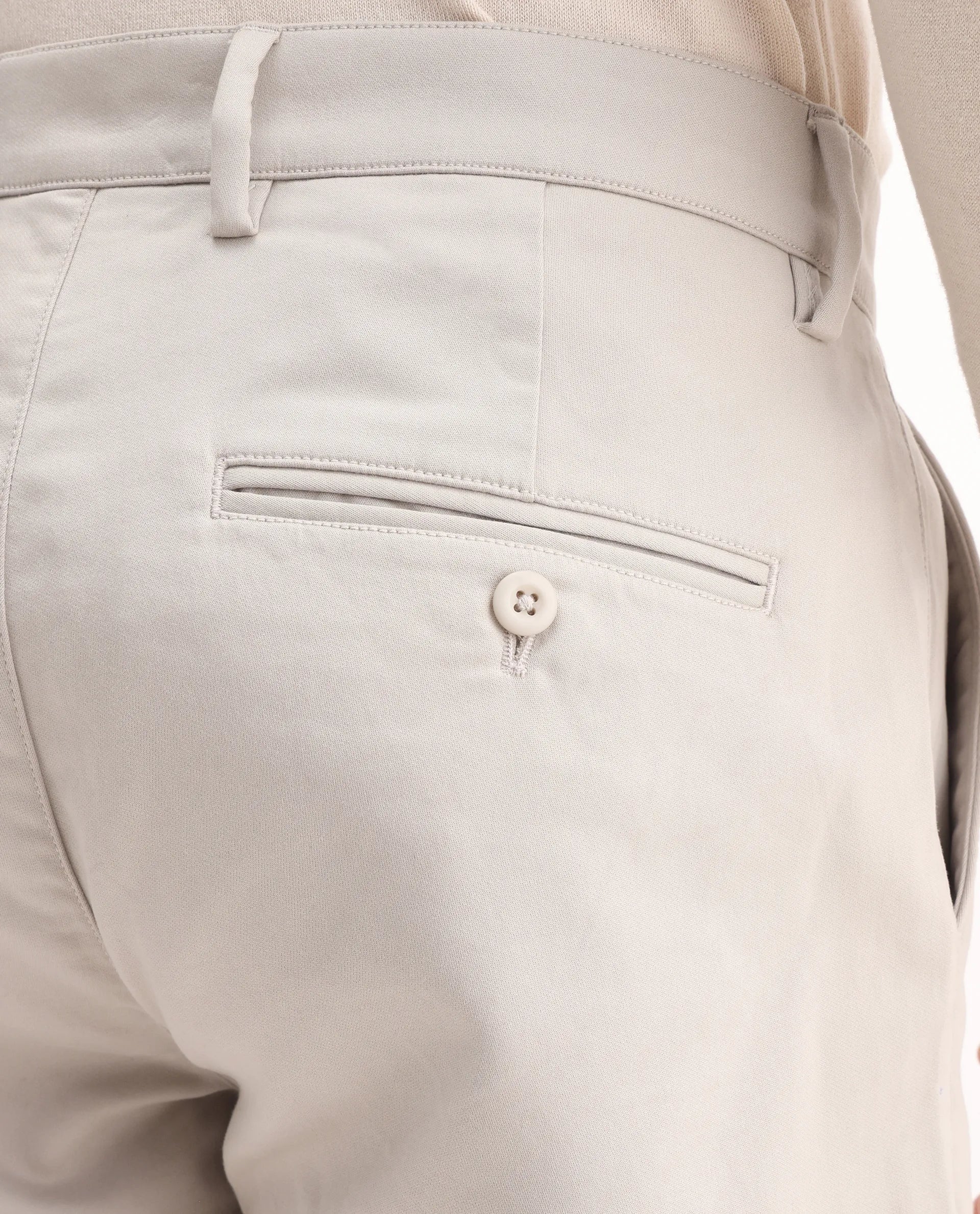 Rare Rabbit Men's Aries Light Grey Cotton Blend Plain Regular Fit Trouser - Image 7