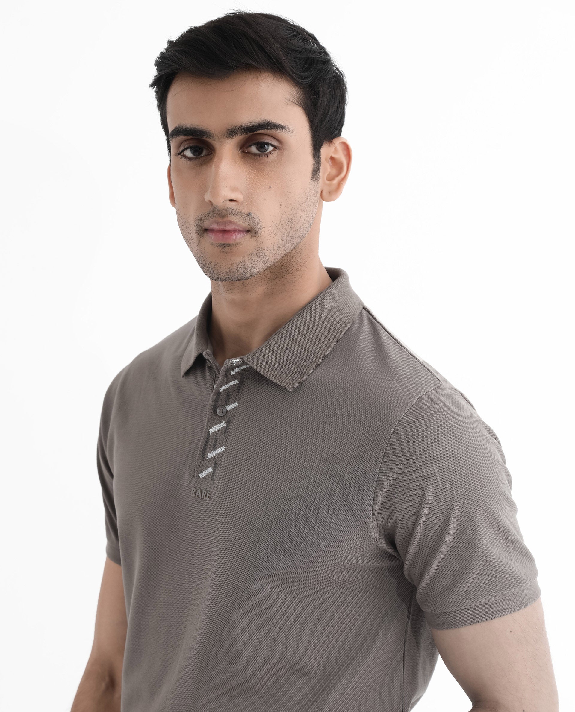 Rare Rabbit Men's Ark Dark Beige Cotton Plain Regular Fit Half Sleeve Polo - Image 8