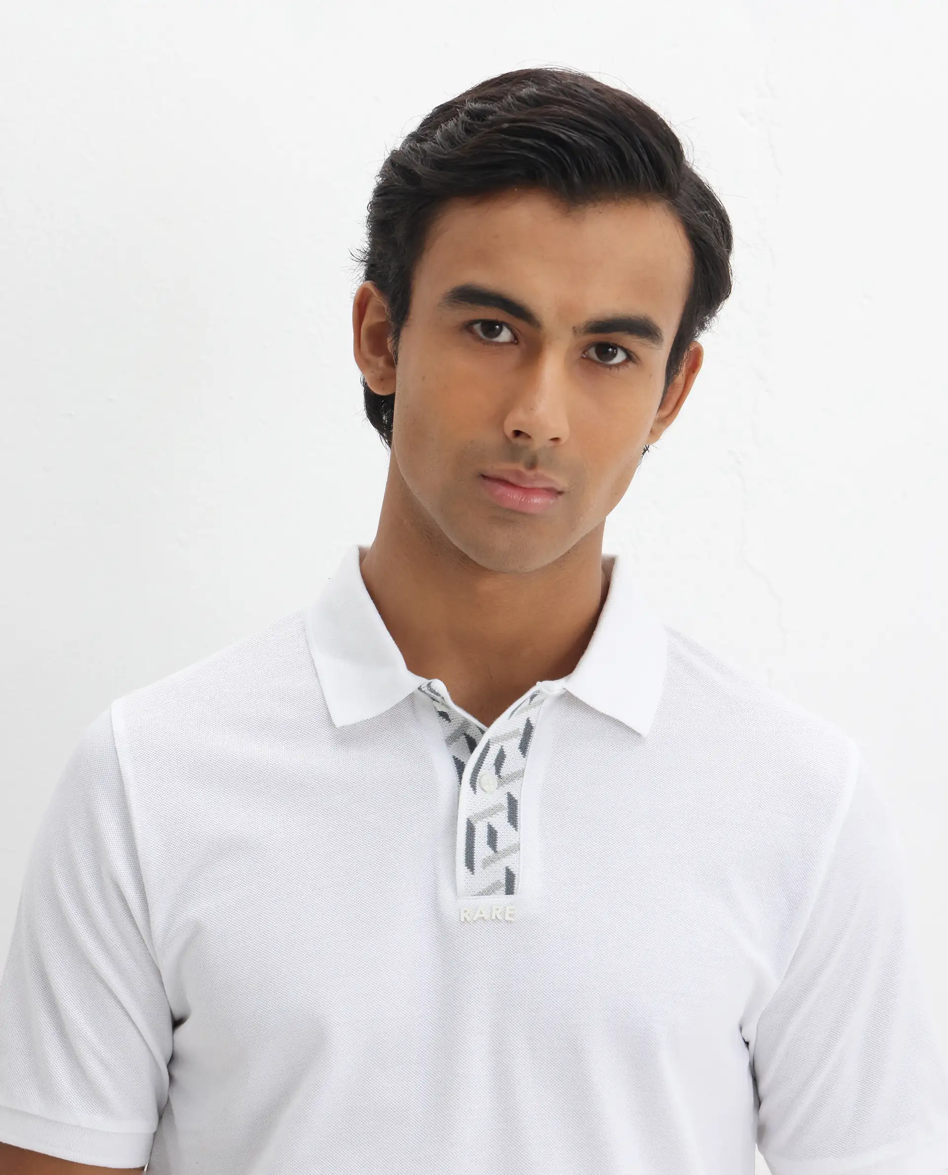 Rare Rabbit Men's Ark White Cotton Plain Regular Fit Half Sleeve Polo - Image 6