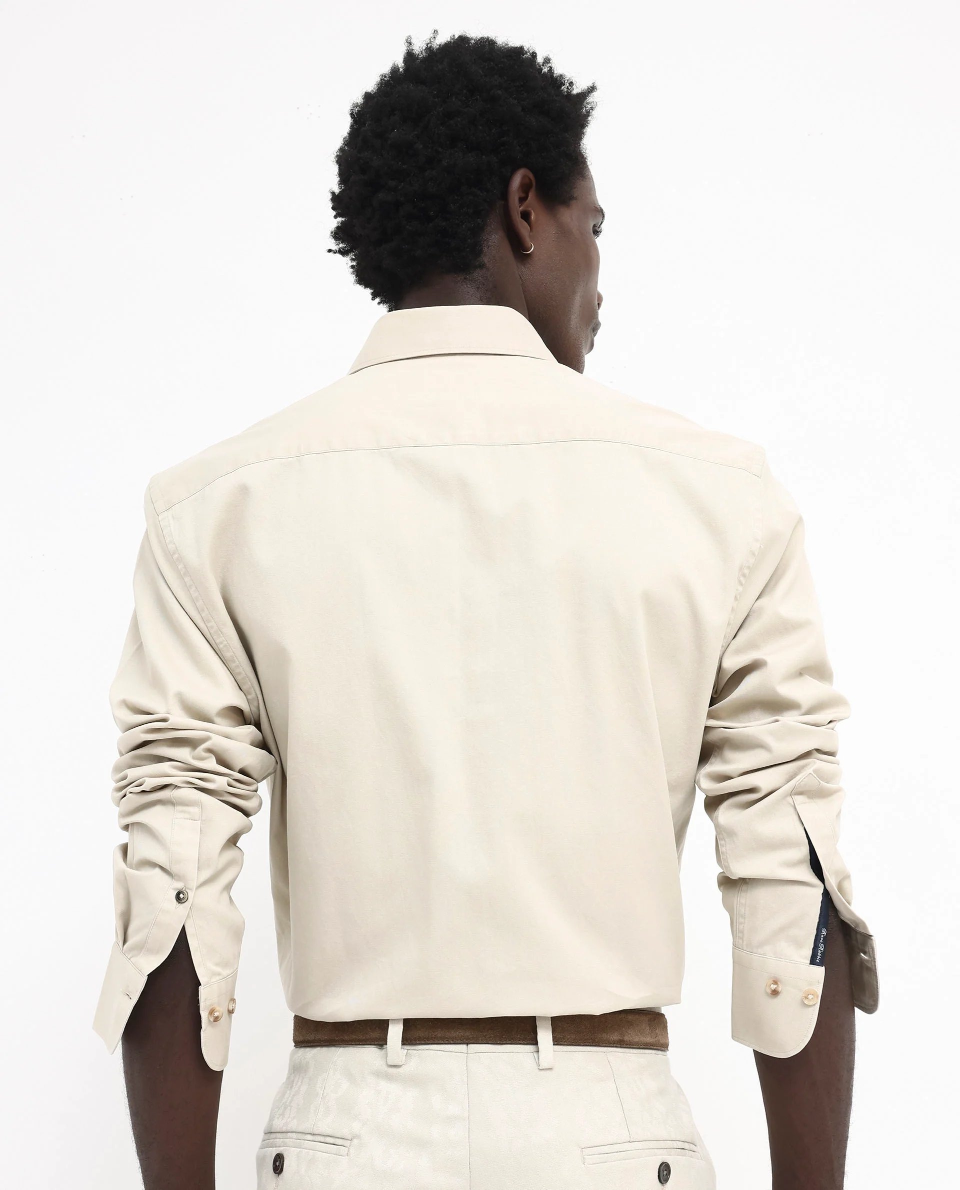 Rare Rabbit Men's Arlet Beige Cotton Plain Regular Fit Full Sleeve Collared Shirt - Image 7