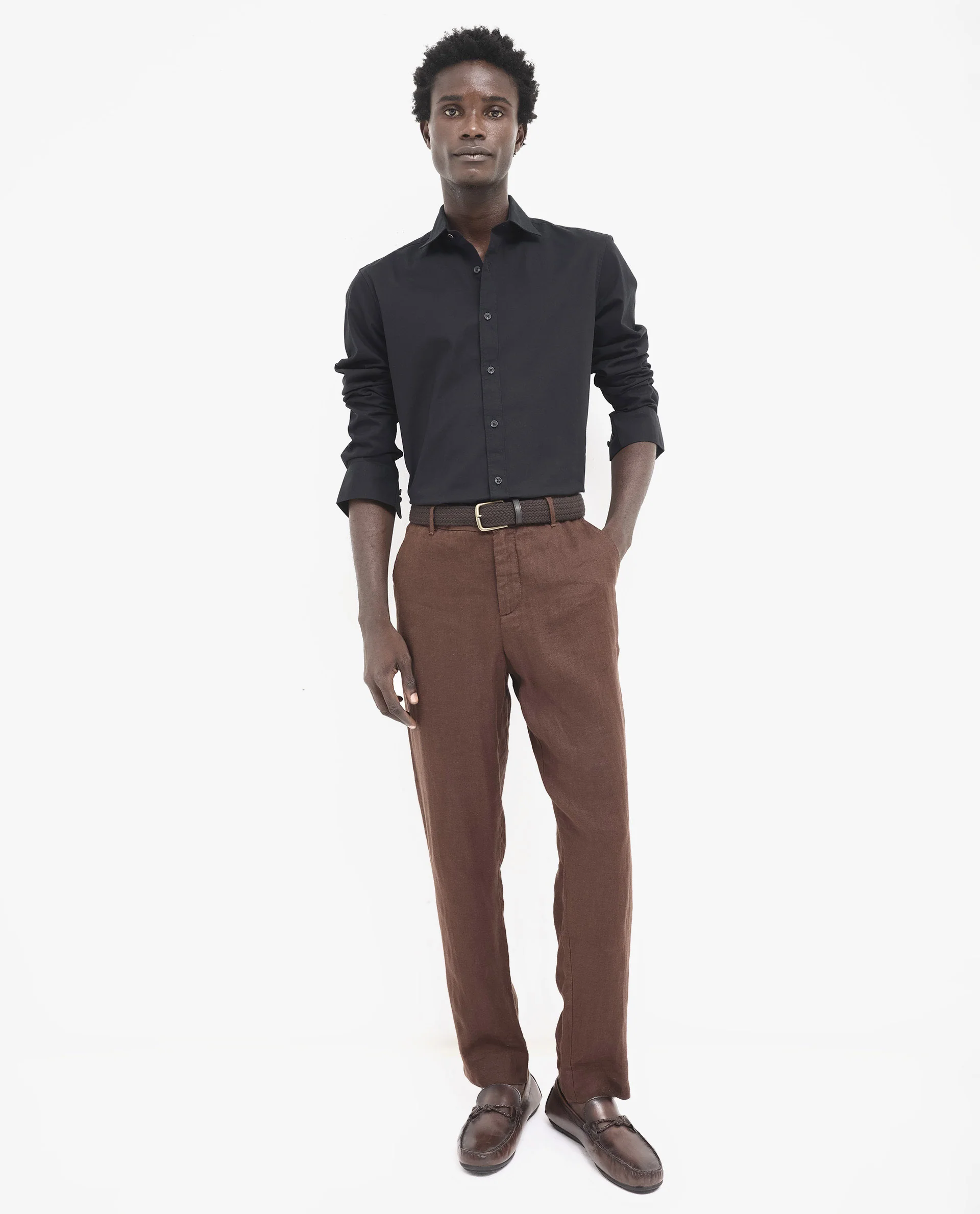 Rare Rabbit Men's Arlet Black Cotton Plain Regular Fit Full Sleeve Spread Collar Shirt - Image 2