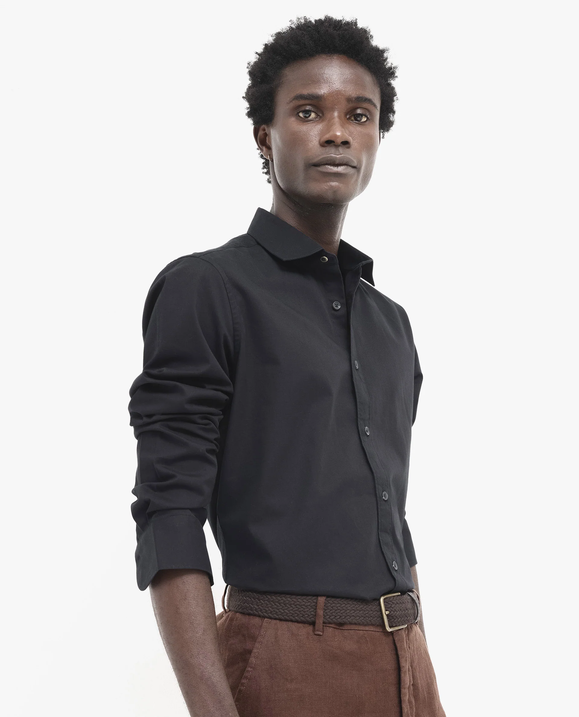 Rare Rabbit Men's Arlet Black Cotton Plain Regular Fit Full Sleeve Spread Collar Shirt - Image 6