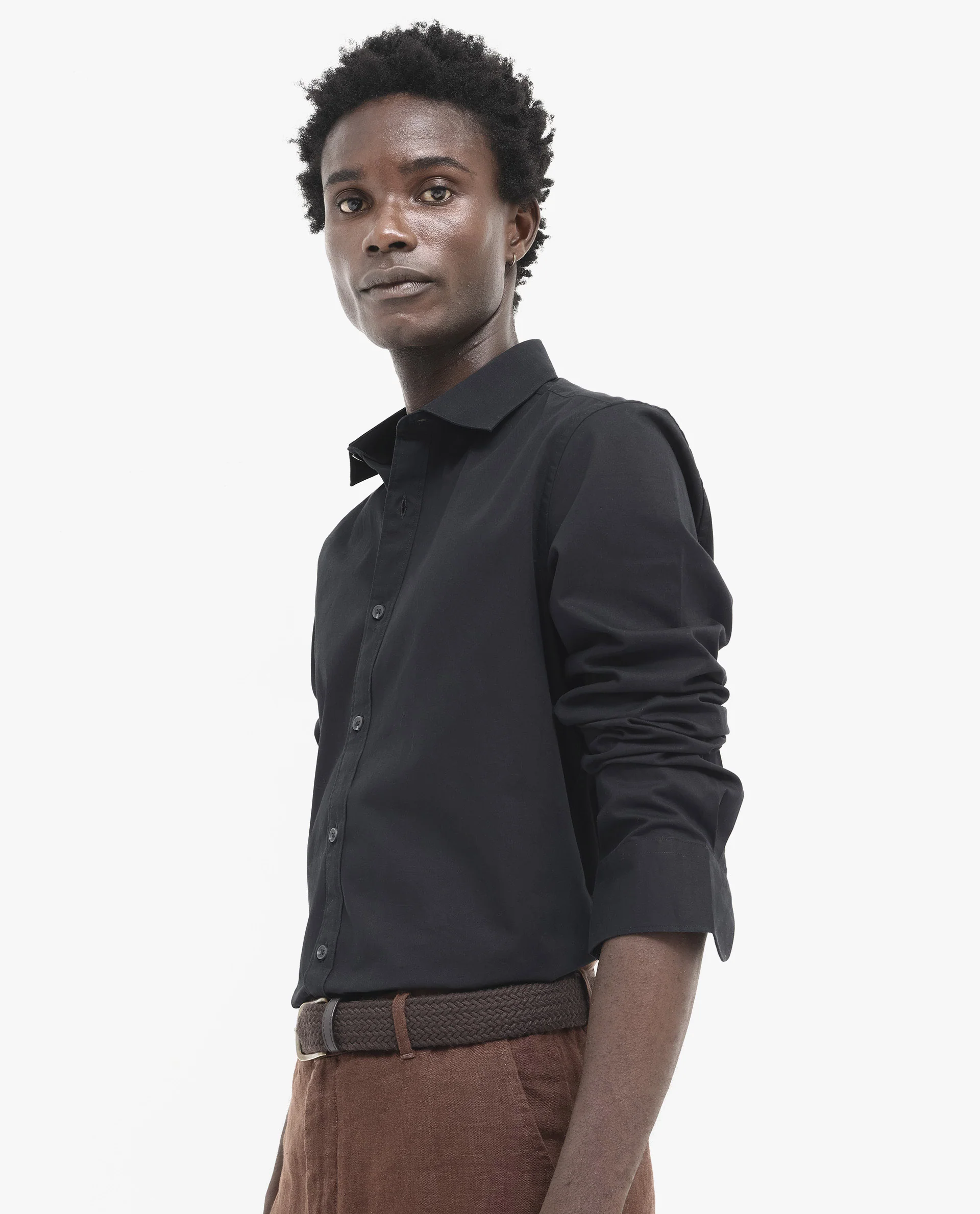 Rare Rabbit Men's Arlet Black Cotton Plain Regular Fit Full Sleeve Spread Collar Shirt - Image 9