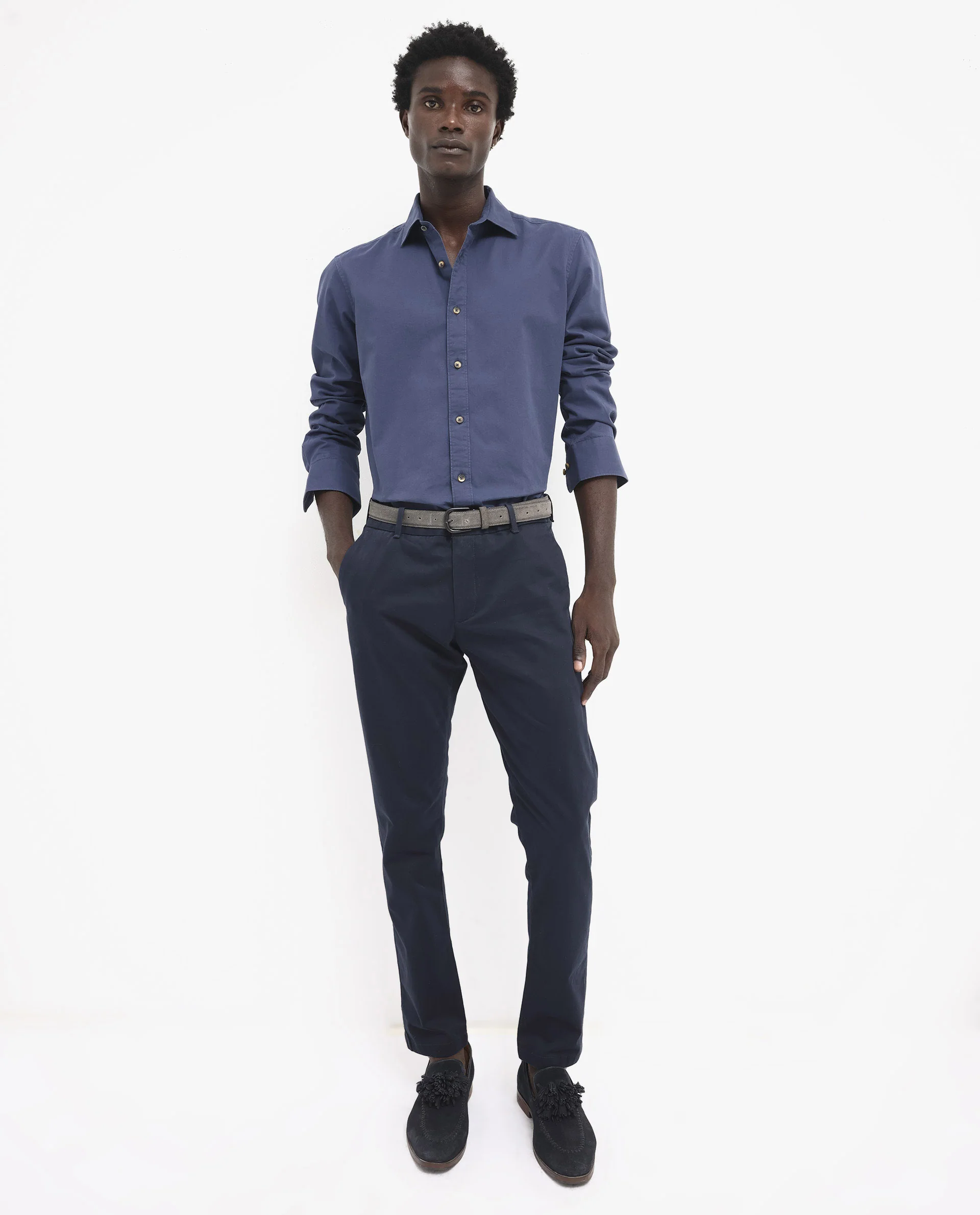 Rare Rabbit Men's Arlet Blue Cotton Plain Regular Fit Full Sleeve Collared Shirt - Image 2