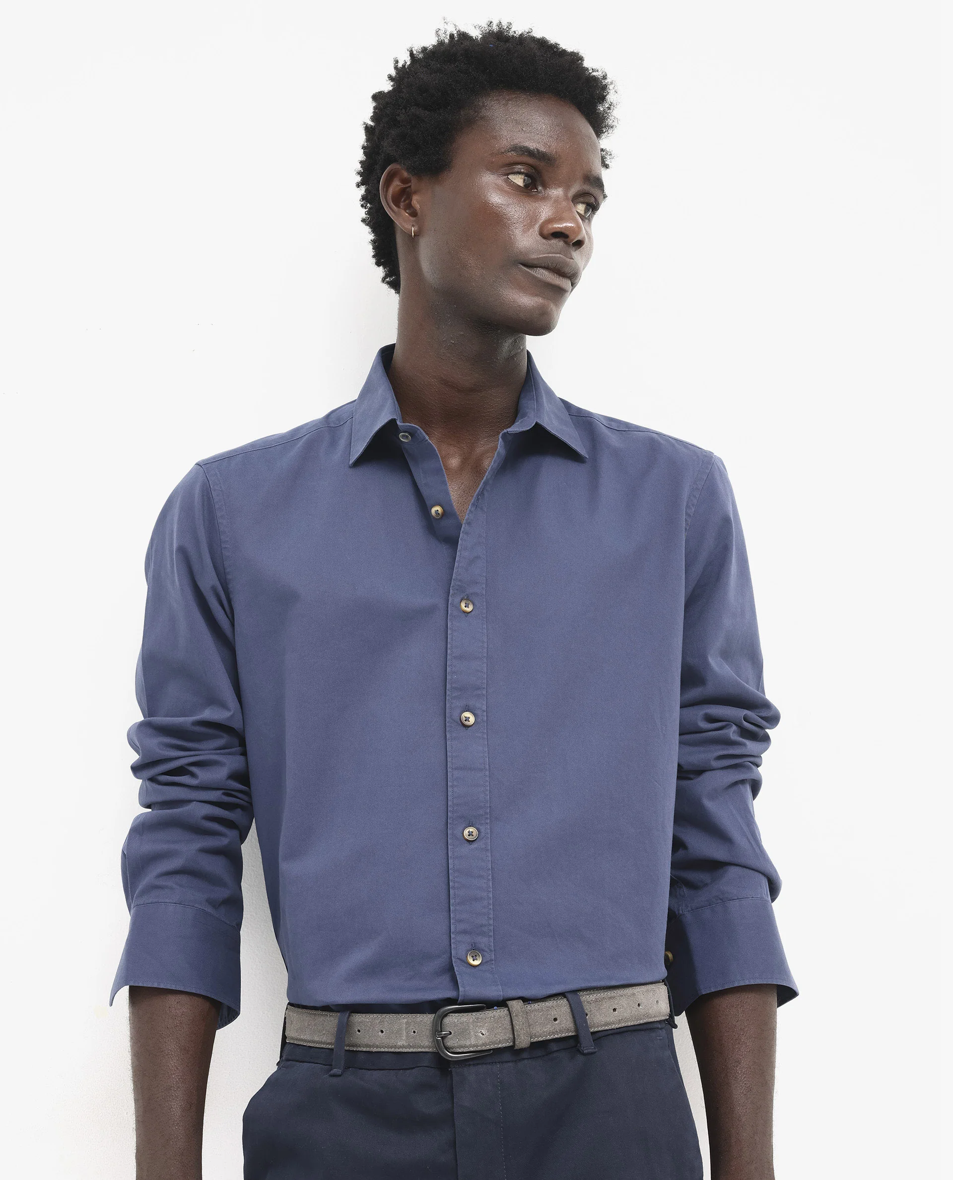 Rare Rabbit Men's Arlet Blue Cotton Plain Regular Fit Full Sleeve Collared Shirt - Image 4