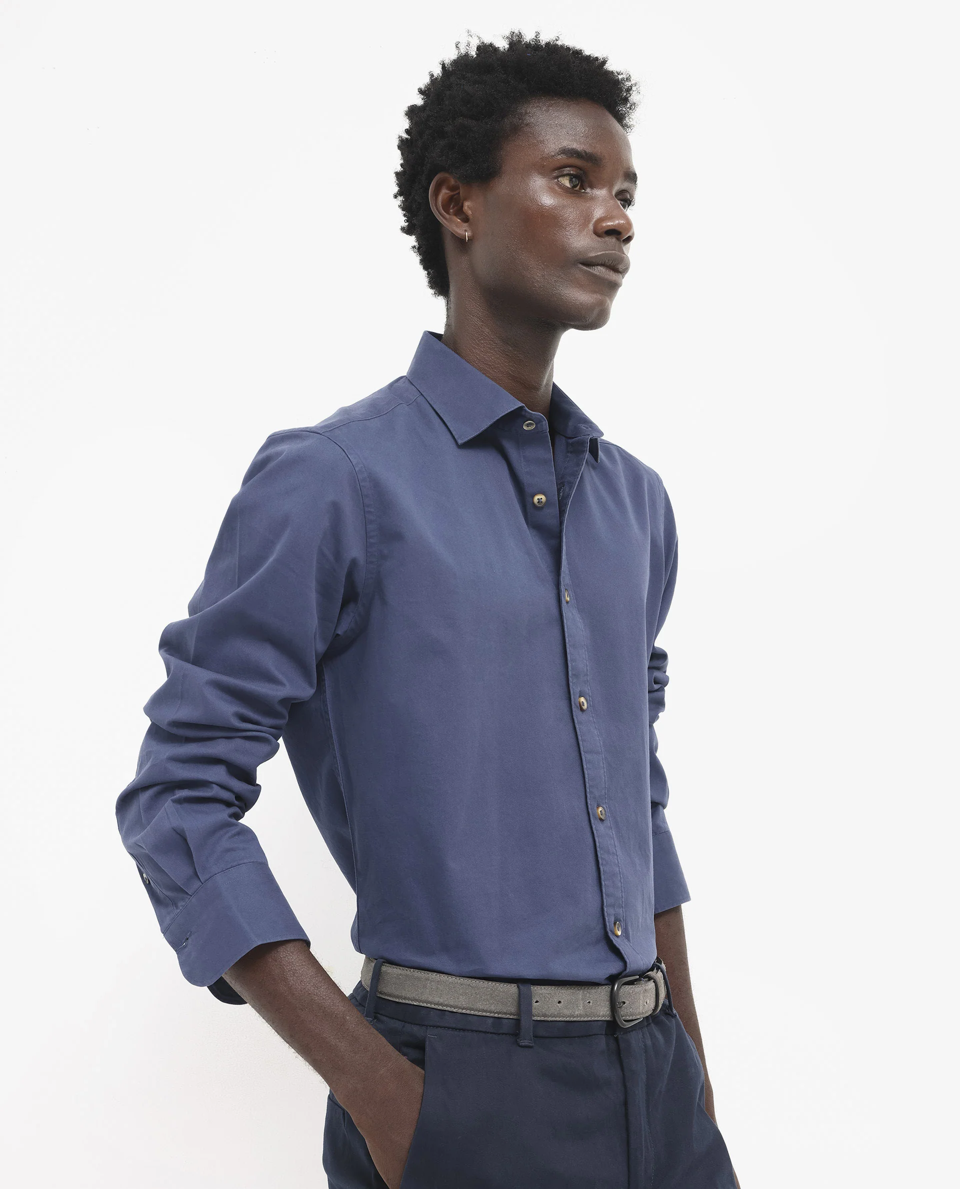 Rare Rabbit Men's Arlet Blue Cotton Plain Regular Fit Full Sleeve Collared Shirt - Image 6