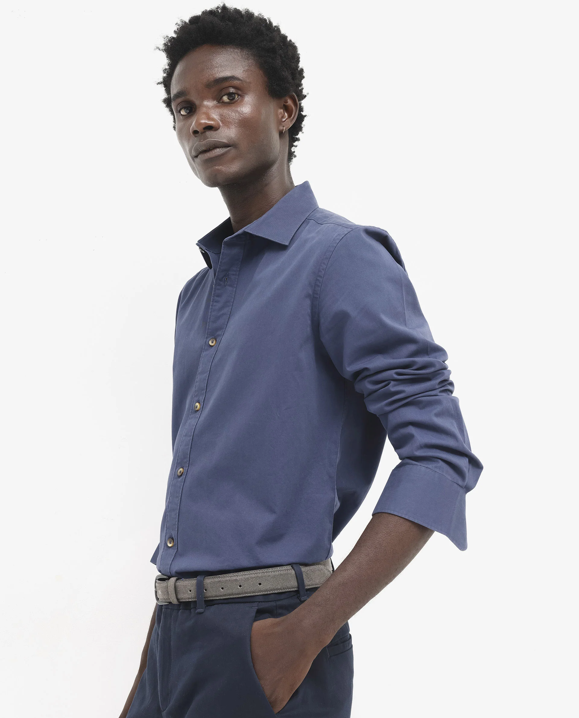 Rare Rabbit Men's Arlet Blue Cotton Plain Regular Fit Full Sleeve Collared Shirt - Image 9