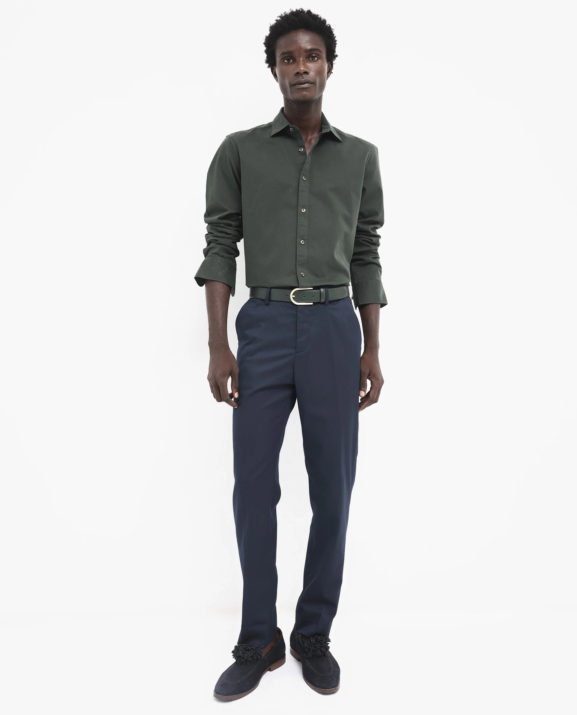 Rare Rabbit Men's Arlet Dark Green Cotton Plain Regular Fit Full Sleeve Collared Shirt - Image 2