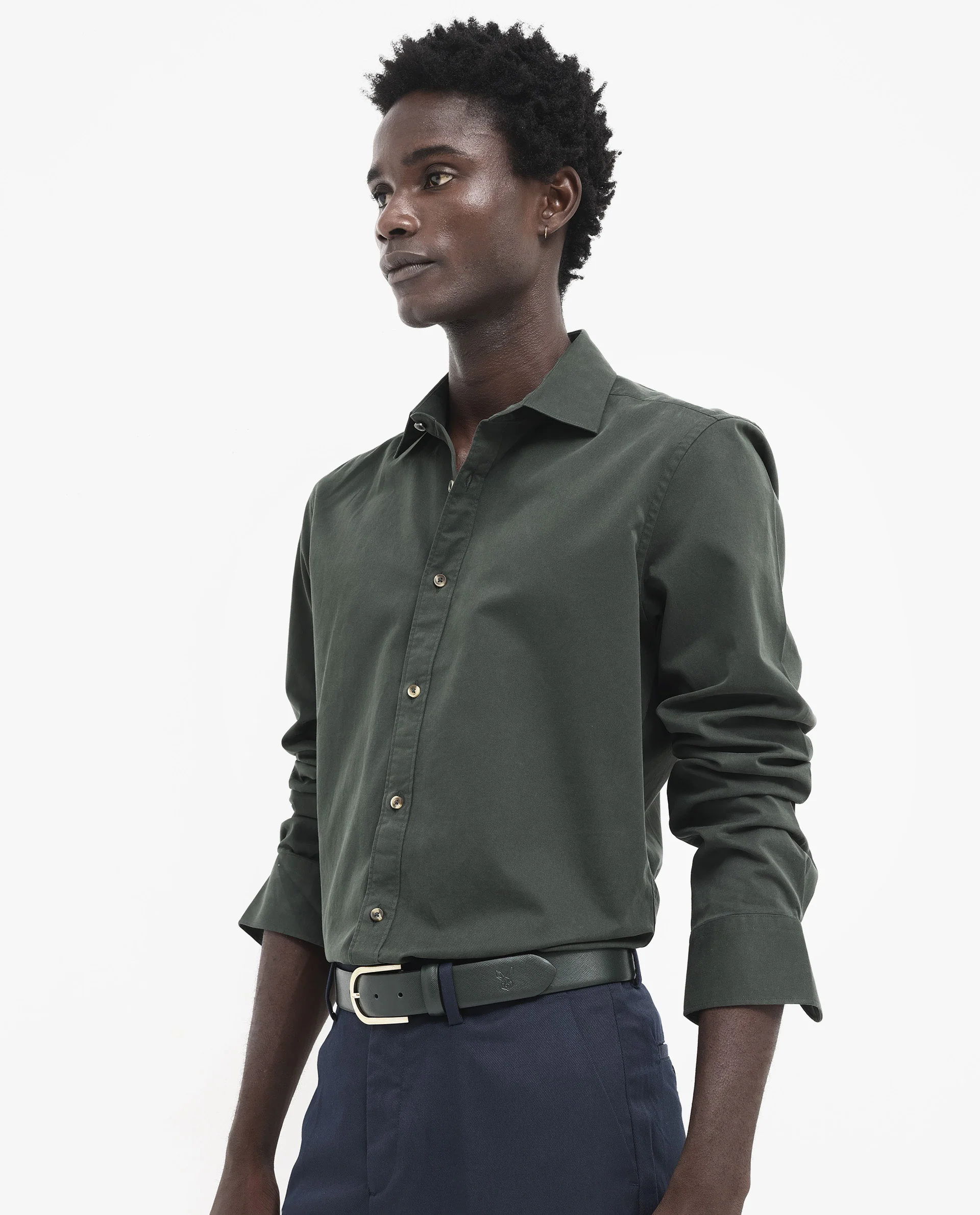 Rare Rabbit Men's Arlet Dark Green Cotton Plain Regular Fit Full Sleeve Collared Shirt - Image 7