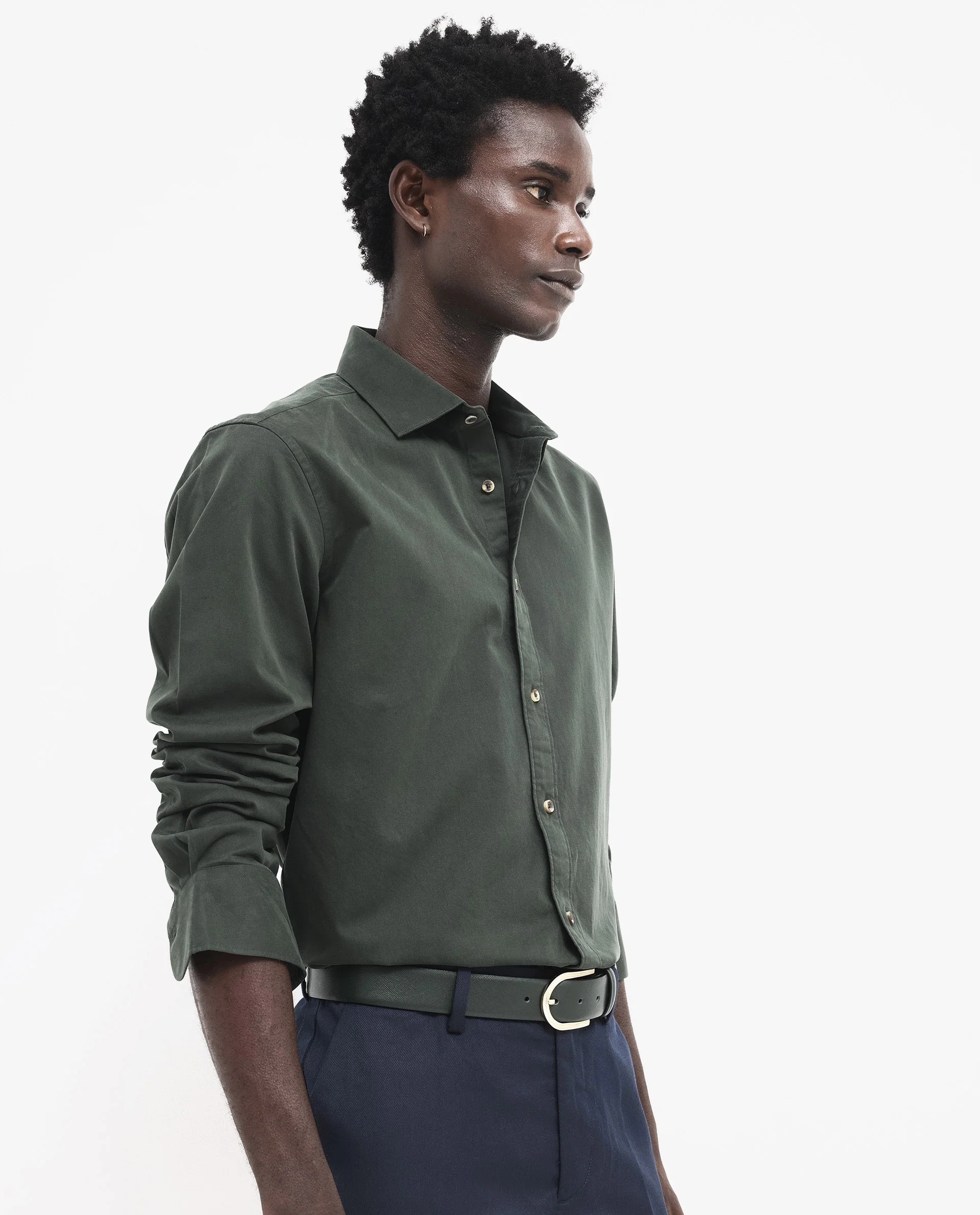 Rare Rabbit Men's Arlet Dark Green Cotton Plain Regular Fit Full Sleeve Collared Shirt - Image 9