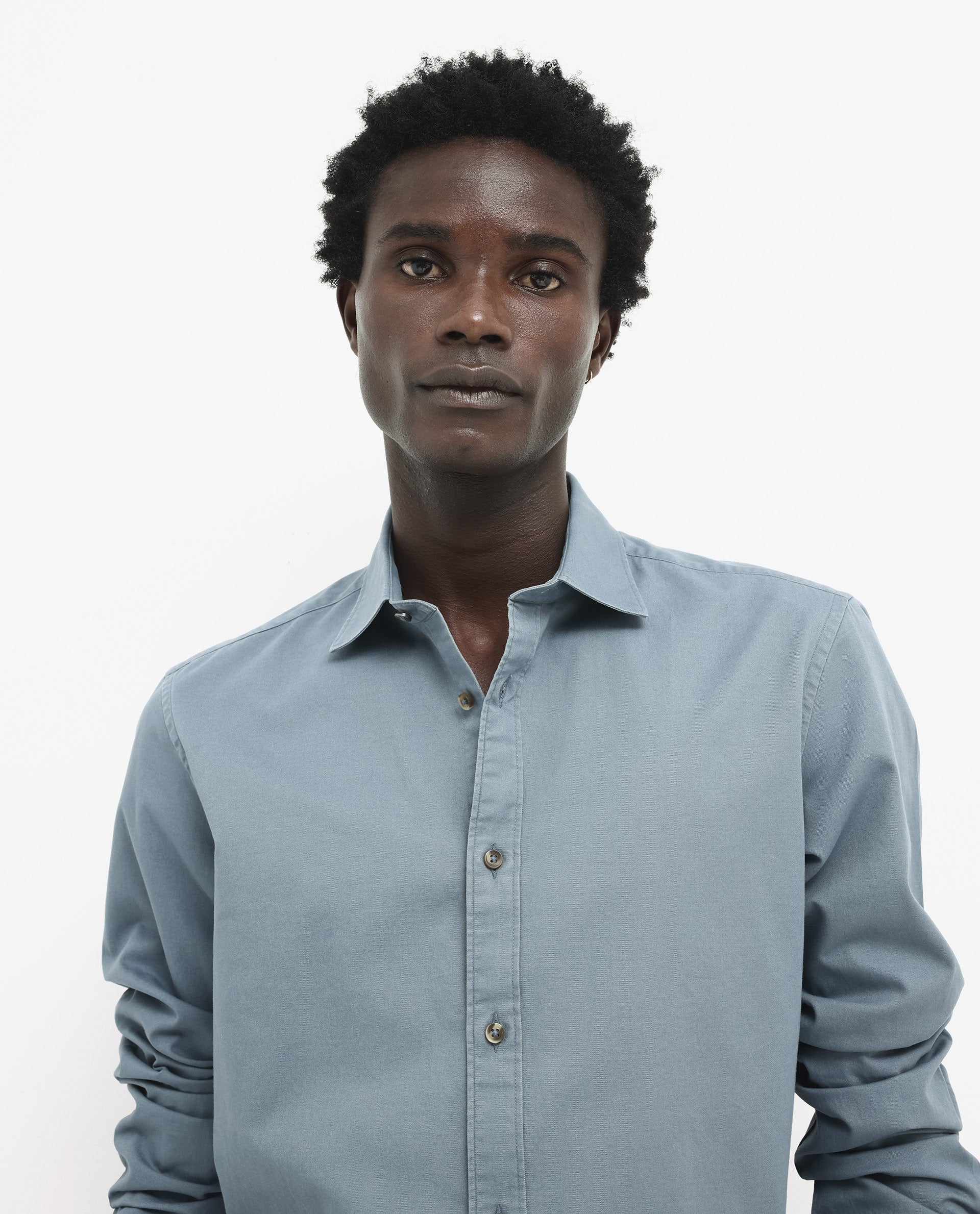 Rare Rabbit Men's Arlet Dusky Blue Cotton Plain Regular Fit Full Sleeve Collared Shirt - Image 5
