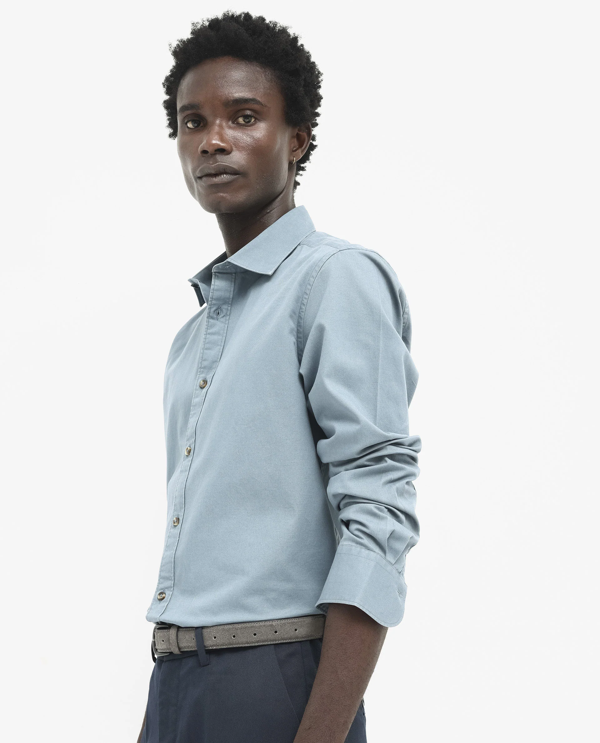 Rare Rabbit Men's Arlet Dusky Blue Cotton Plain Regular Fit Full Sleeve Collared Shirt - Image 8
