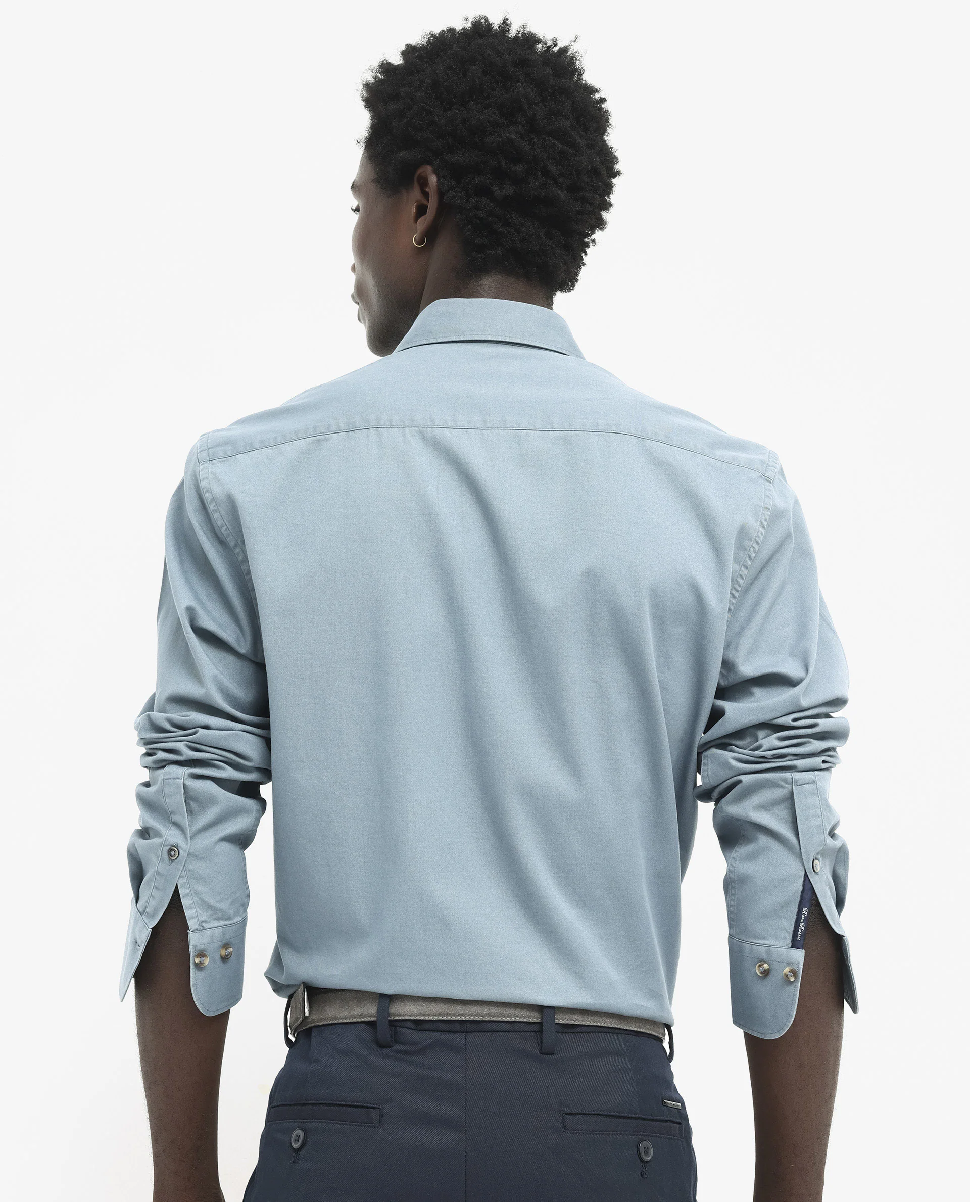 Rare Rabbit Men's Arlet Dusky Blue Cotton Plain Regular Fit Full Sleeve Collared Shirt - Image 9