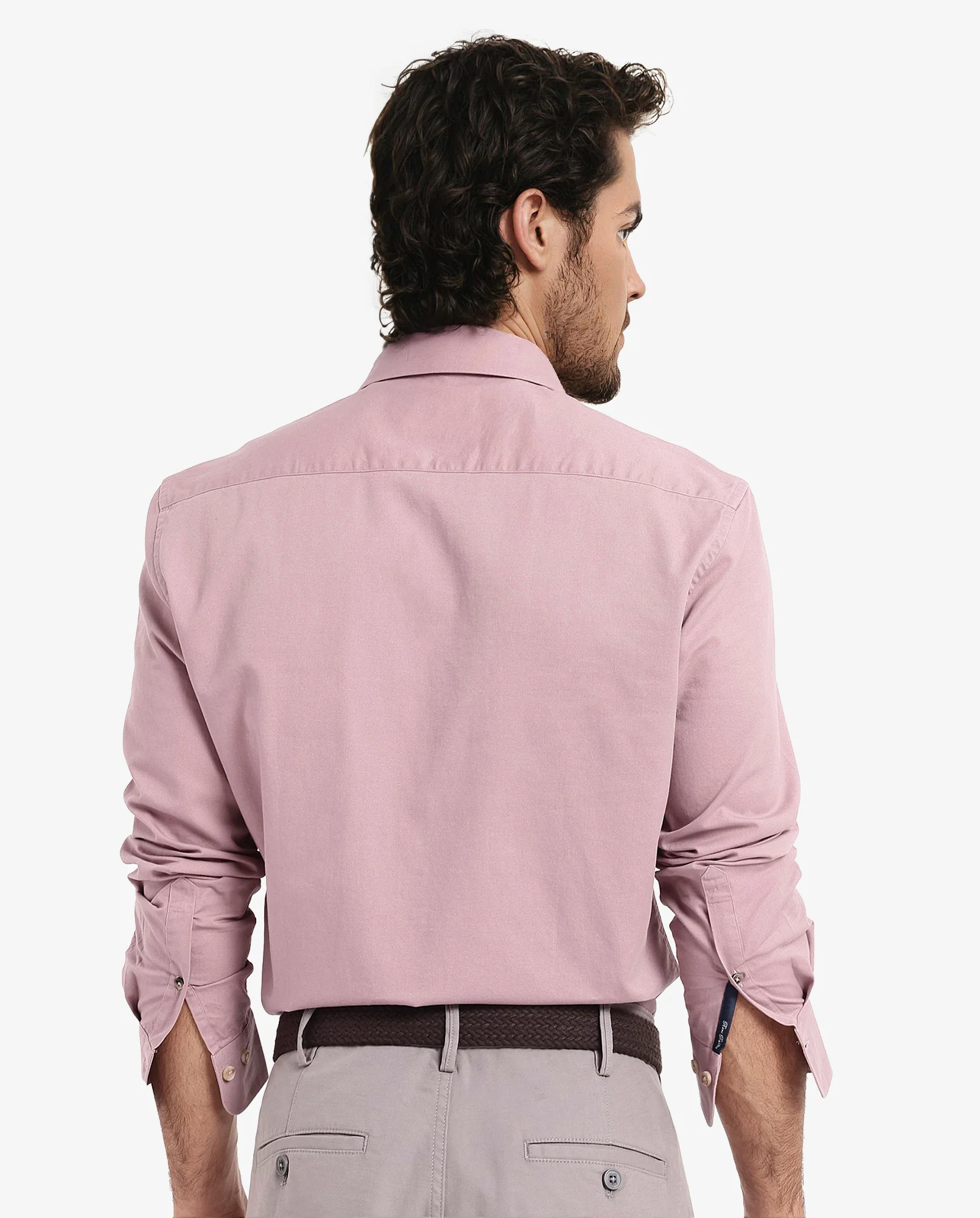 Rare Rabbit Men's Dusky Pink Cotton Plain Regular Fit Full Sleeve Collared Shirt - Image 7
