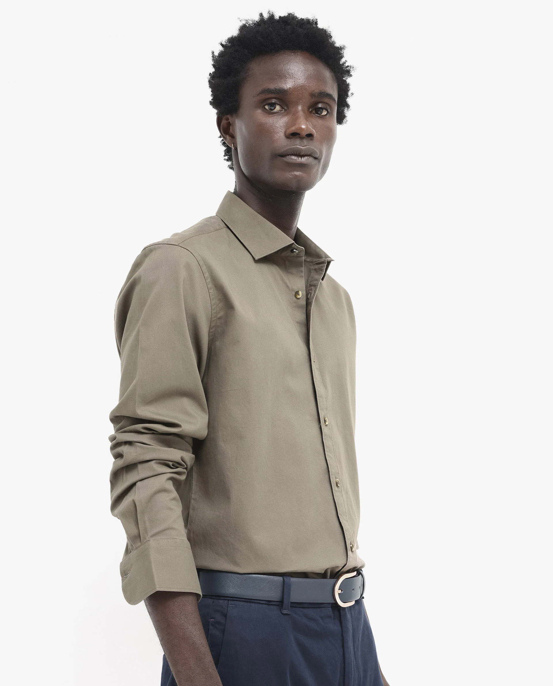 Rare Rabbit Men's Arlet Khaki Cotton Plain Regular Fit Full Sleeve Collared Shirt - Image 5