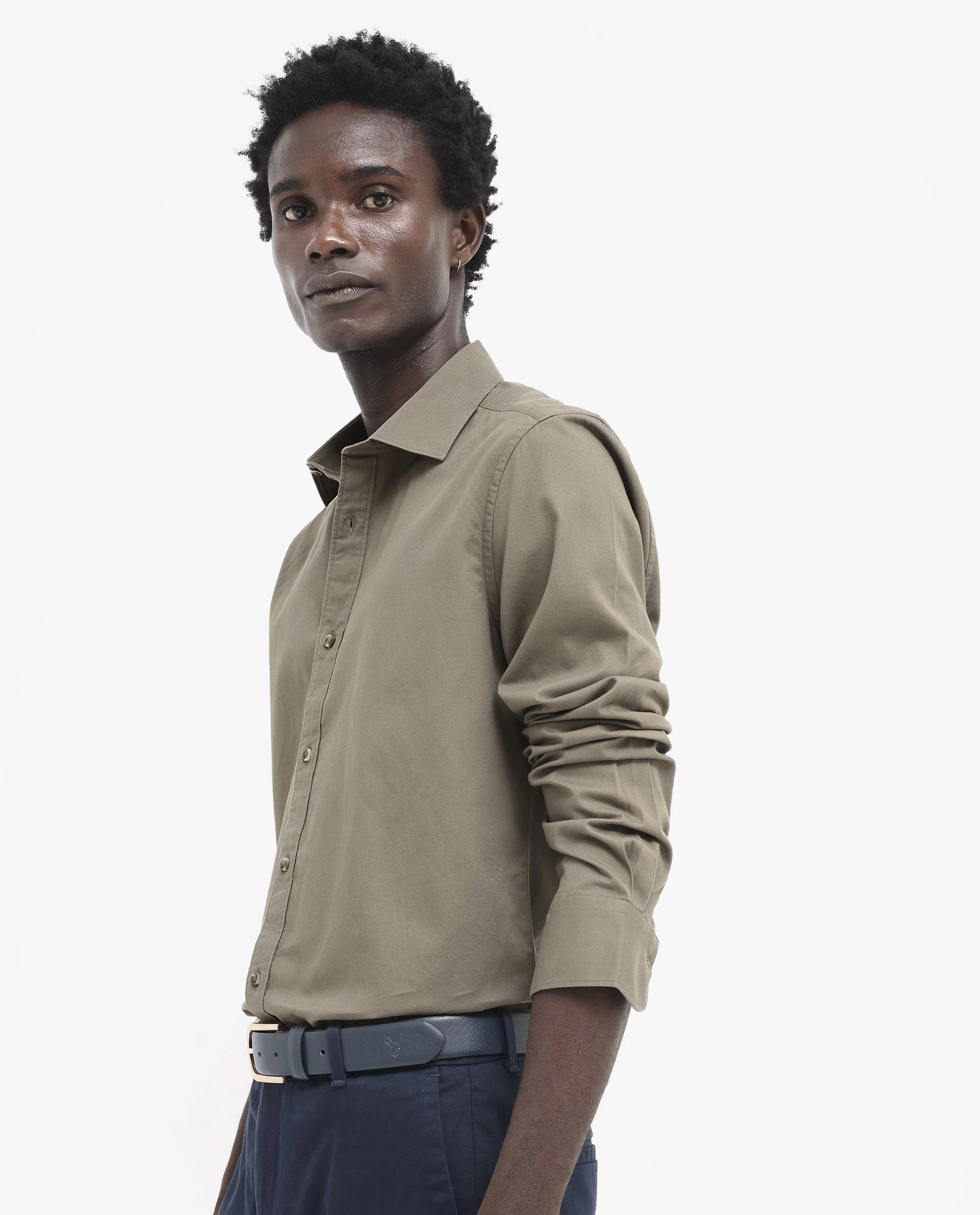 Rare Rabbit Men's Arlet Khaki Cotton Plain Regular Fit Full Sleeve Collared Shirt - Image 6