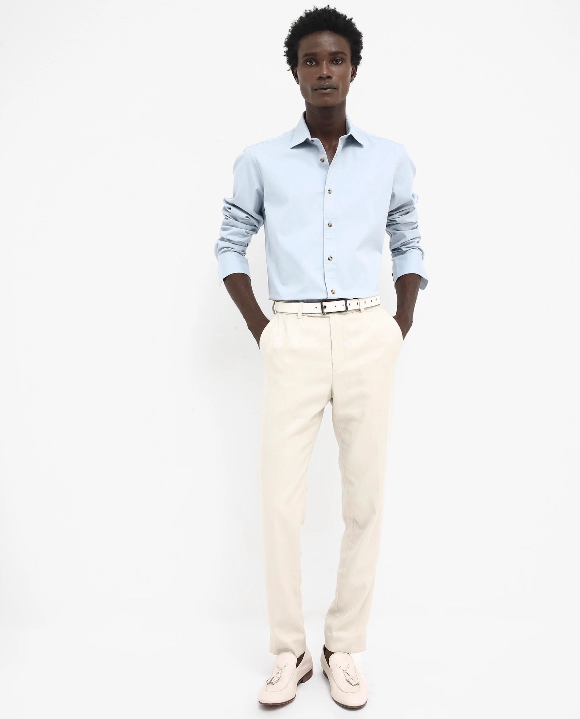 Rare Rabbit Men's Arlet Light Blue Cotton Plain Regular Fit Full Sleeve Collared Shirt - Image 2