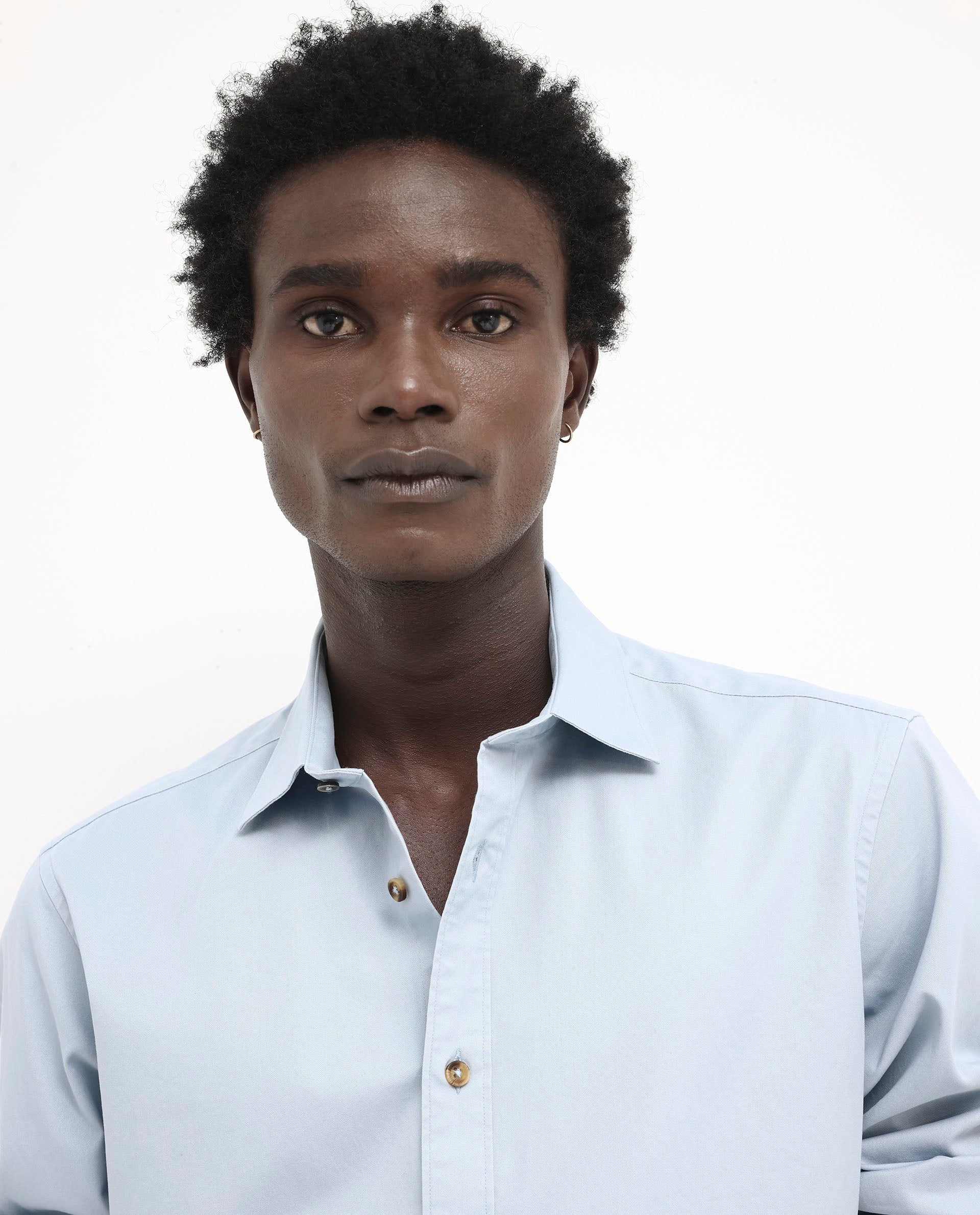 Rare Rabbit Men's Arlet Light Blue Cotton Plain Regular Fit Full Sleeve Collared Shirt - Image 5