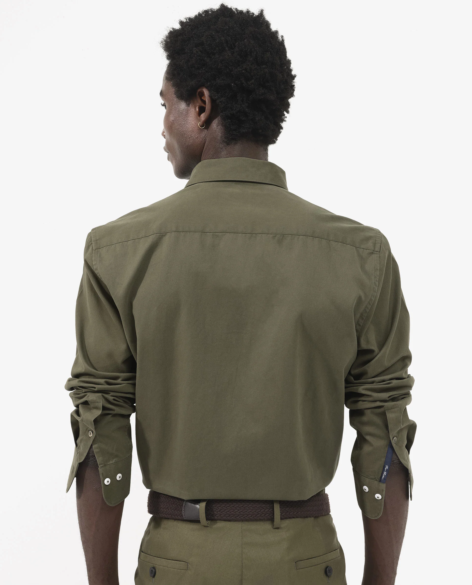 Rare Rabbit Men's Arlet Olive Cotton Plain Regular Fit Full Sleeve Collared Shirt - Image 9
