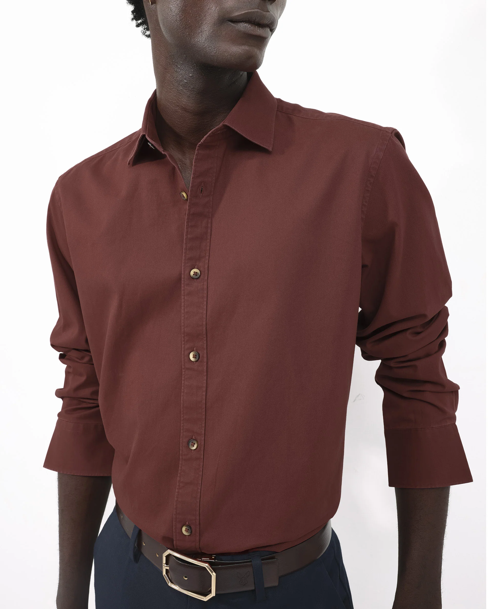 Rare Rabbit Men's Arlet Red Cotton Plain Regular Fit Full Sleeve Collared Shirt - Image 4