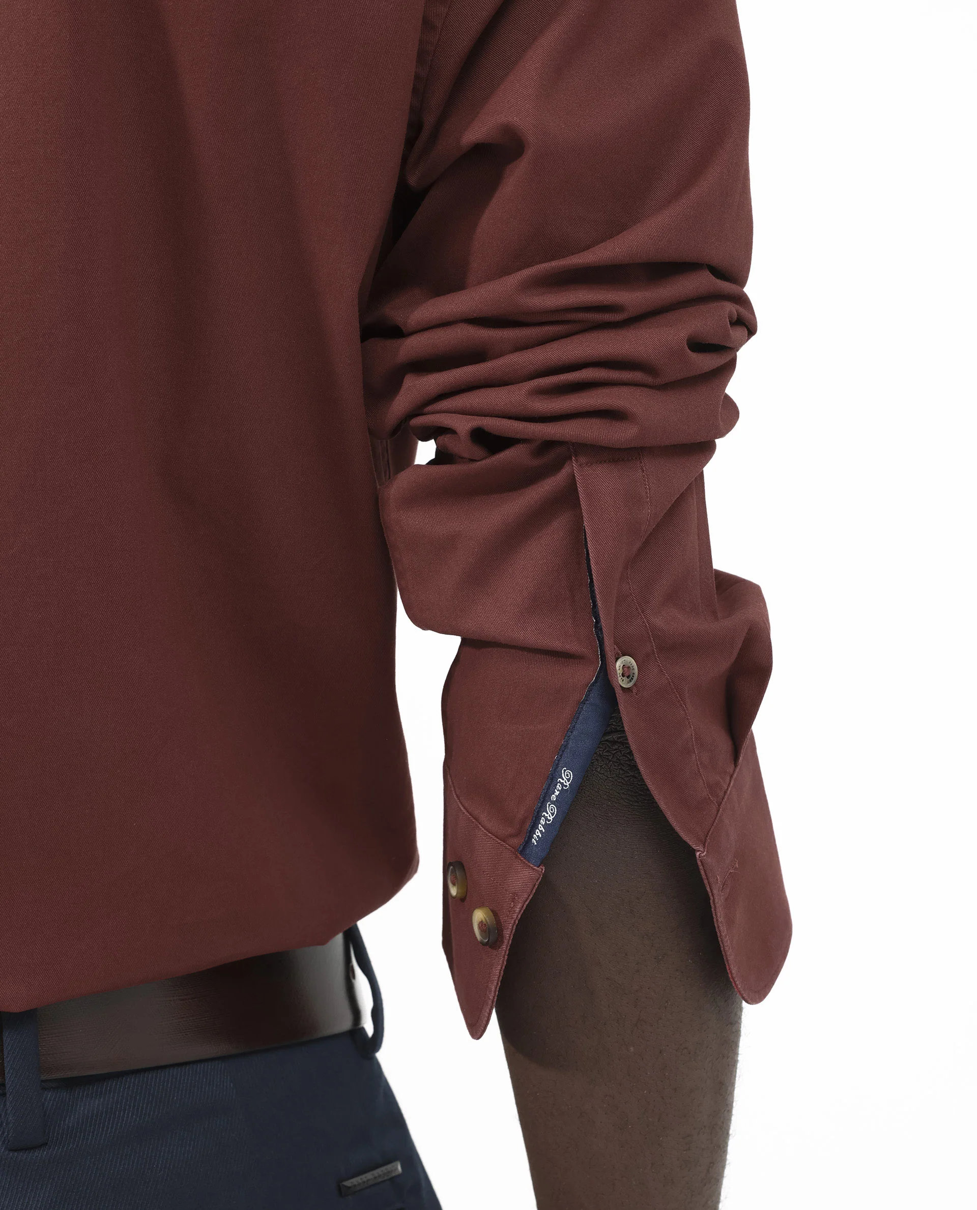 Rare Rabbit Men's Arlet Red Cotton Plain Regular Fit Full Sleeve Collared Shirt - Image 6