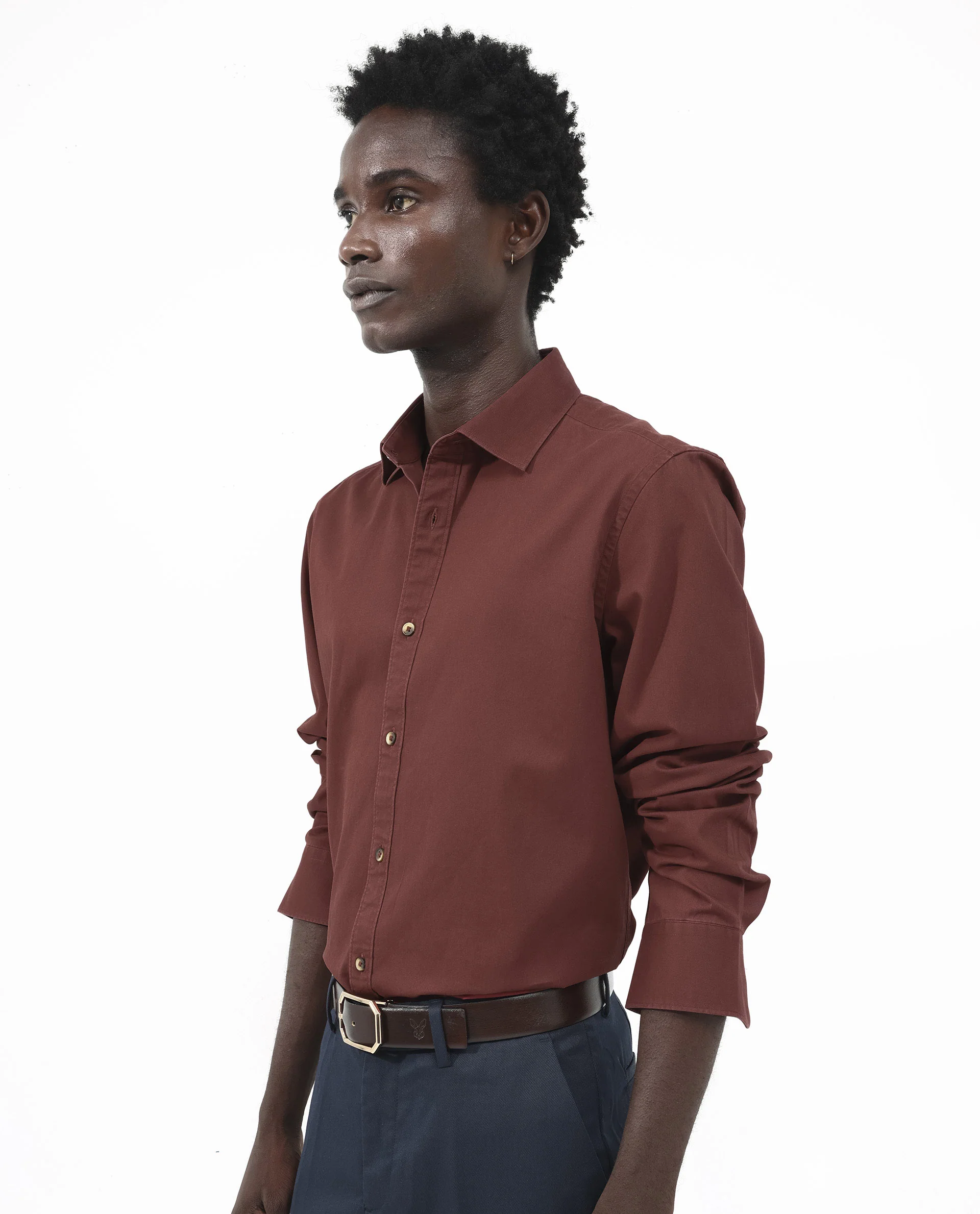 Rare Rabbit Men's Arlet Red Cotton Plain Regular Fit Full Sleeve Collared Shirt - Image 8